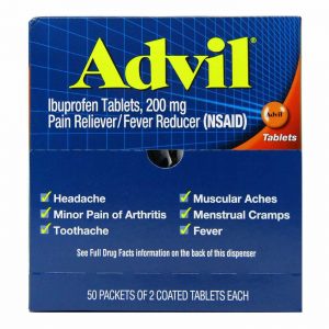 Comprar Advil, Ibuprofeno 200 mg Alívio da dor e Antitérmico - 50 Pacotes com 2 comprimidos revestidos cada