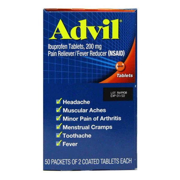 Comprar Advil, Ibuprofeno 200 mg Alívio da dor e Antitérmico - 50 Pacotes com 2 comprimidos revestidos cada - Imagem 4