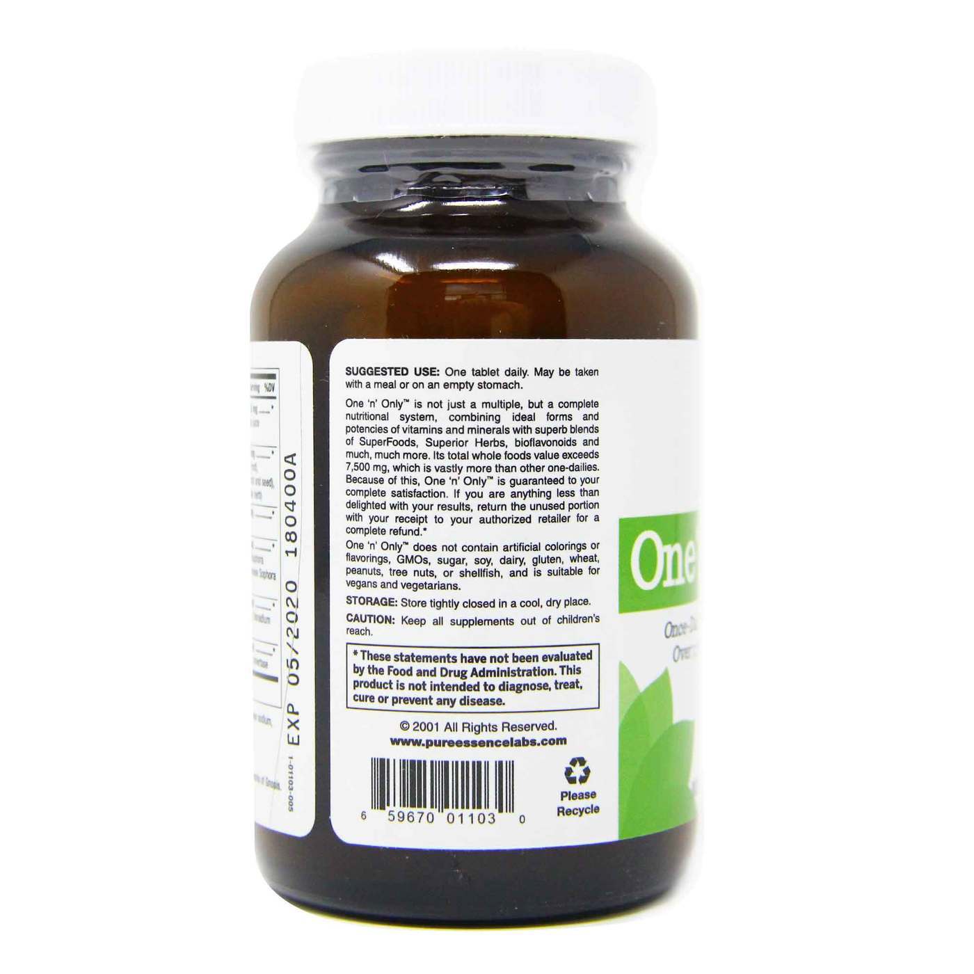 Comprar Pure Essence Labs, One 'n' Only™ - Multivitaminas de uso diário - 30 Tabletes - Imagem 2