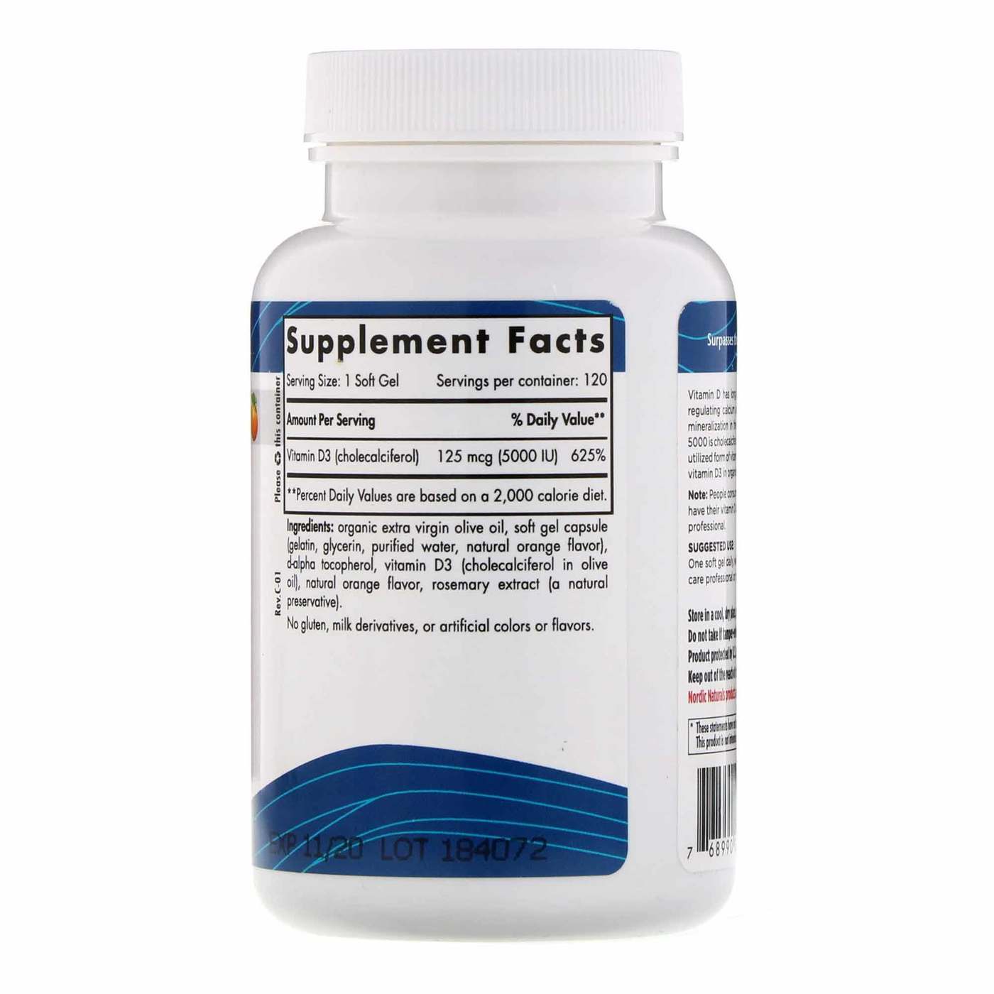 Comprar Nordic Naturals, Vitamina D3 5000 UI Sabor Laranja - 120 Cápsulas em Gel - Imagem 2