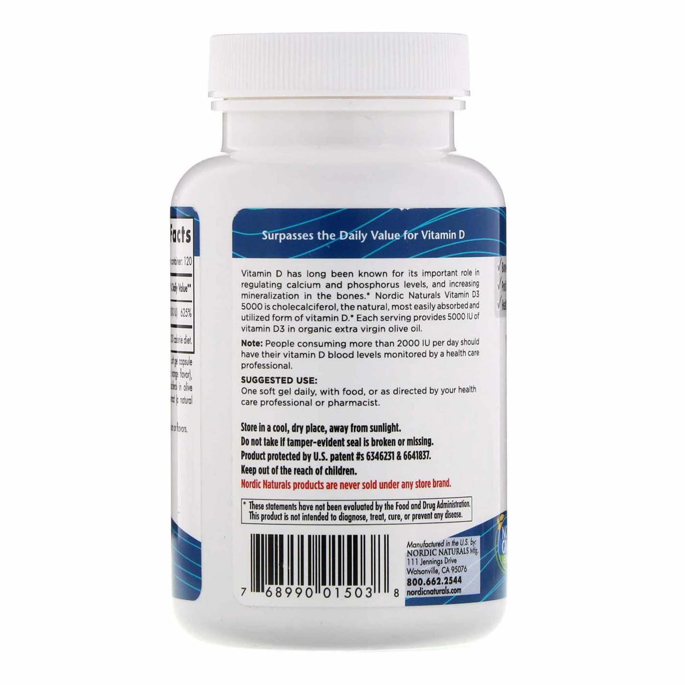 Comprar Nordic Naturals, Vitamina D3 5000 UI Sabor Laranja - 120 Cápsulas em Gel - Imagem 3