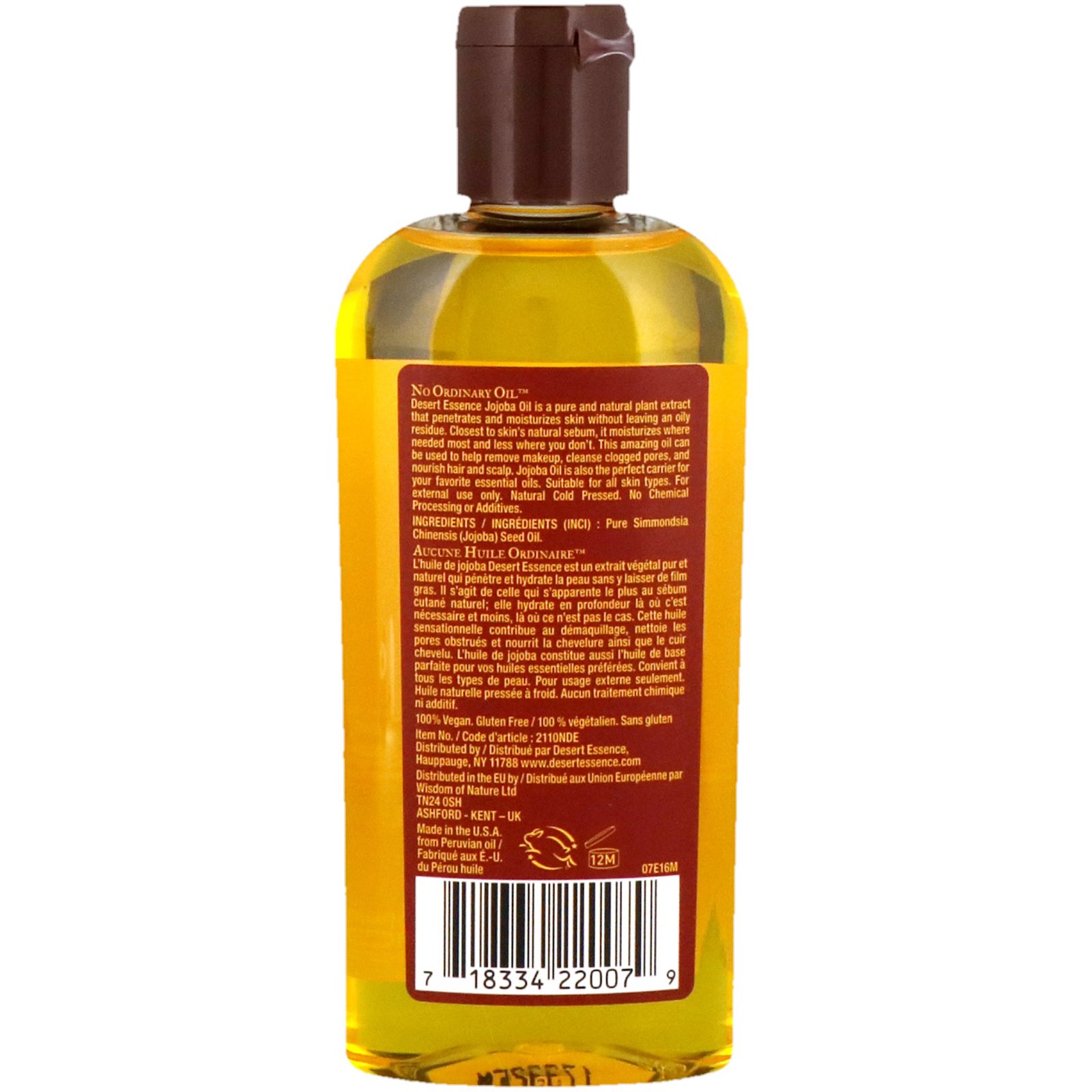 Comprar Desert Essence, Óleo de Jojoba 100% Puro, para Cabelos, Pele e Couro Cabeludo, 118 ml (4 fl oz) - Imagem 2