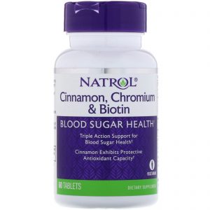 Comprar Natrol, Canela, Cromo e Biotina, 60 Comprimidos