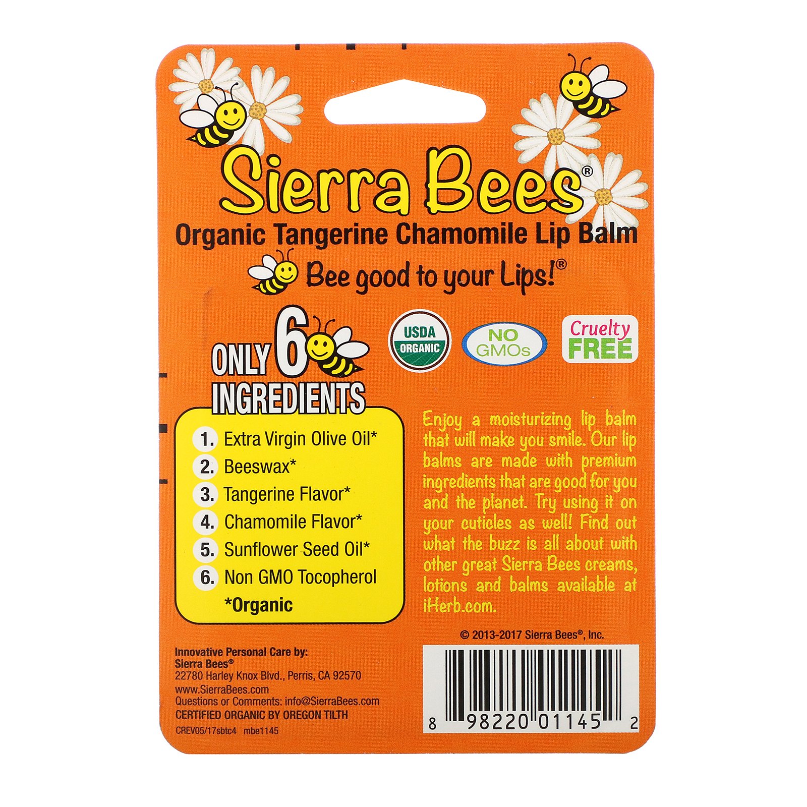 Comprar Sierra Bees, Bálsamos Orgânicos para os Lábios, Tangerina e Camomila, Embalagem com 4, 0,15 oz (4,25 g) Cada - Imagem 3