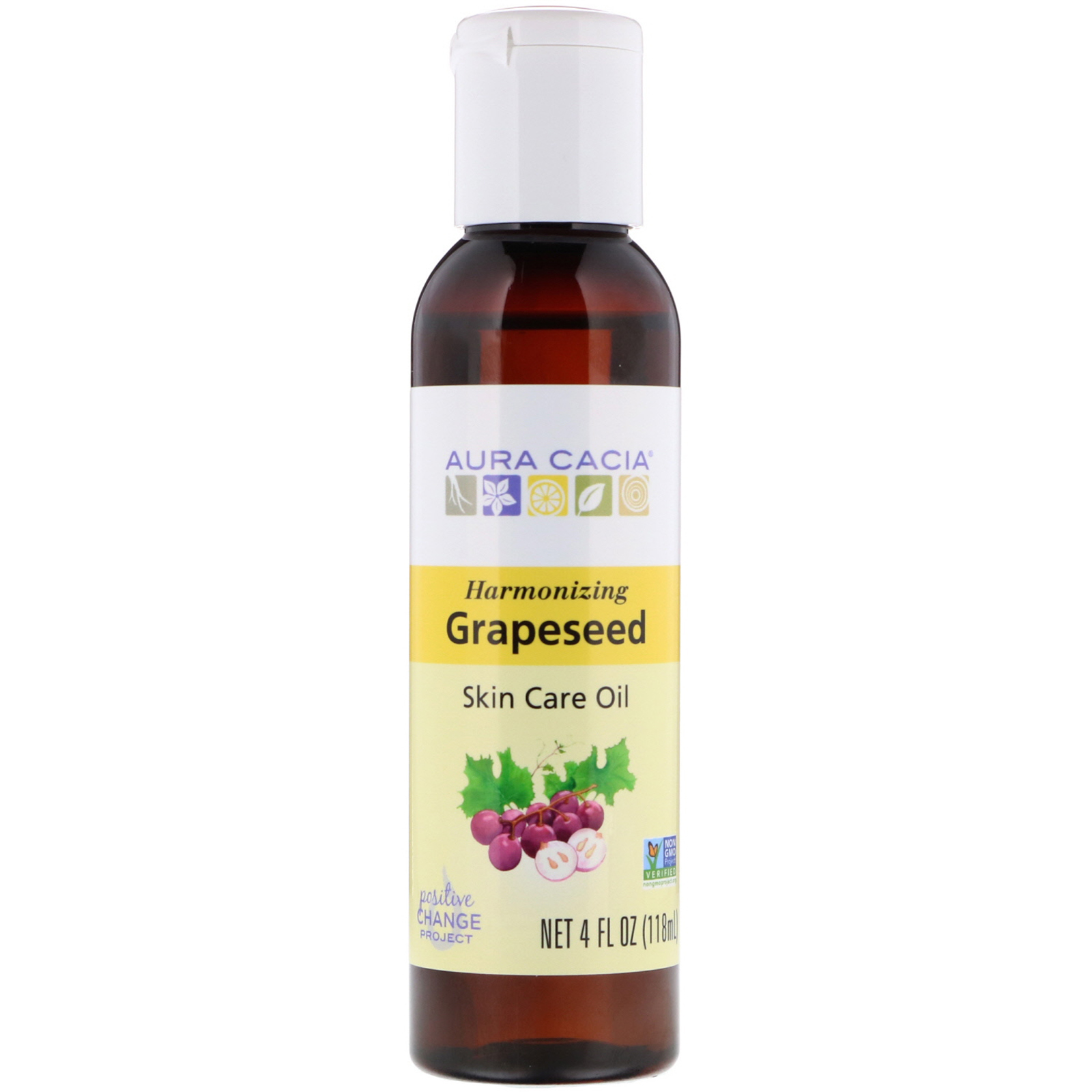 Comprar Aura Cacia, Skin Care Oil, Harmonizing Grapeseed, 4 fl oz (118 ml)