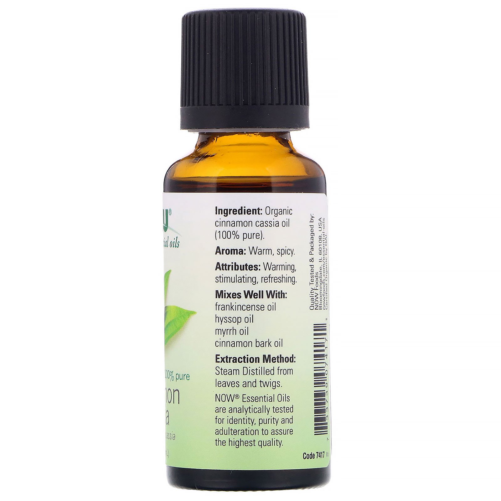 Comprar Now Foods, Óleos Essenciais Orgânicos, Canela Cássia, 1 fl oz (30 ml) - Imagem 2