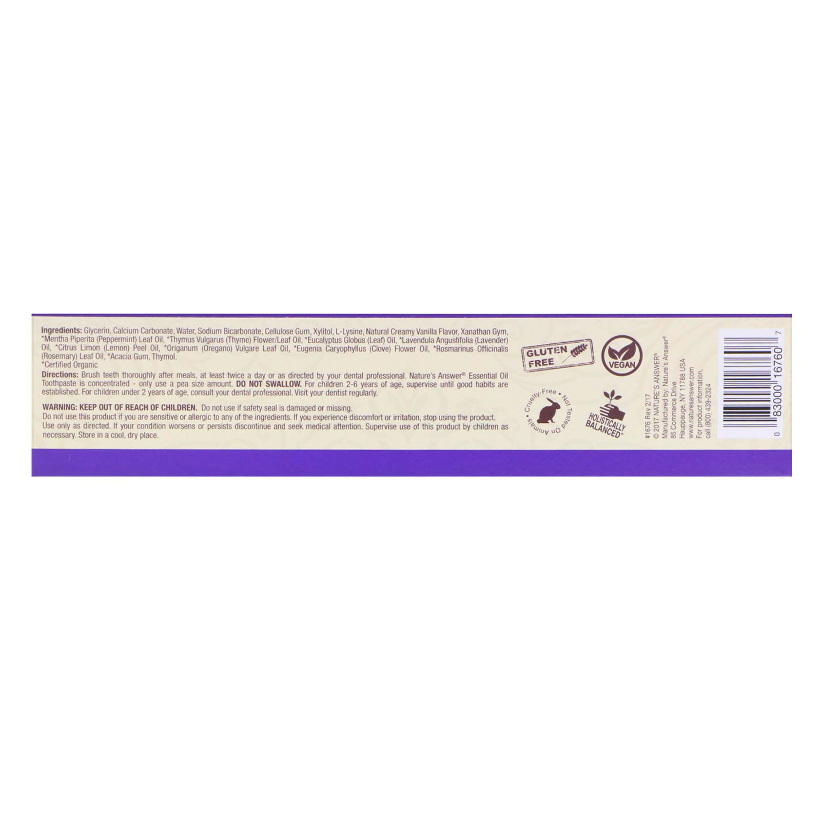 Comprar Nature's Answer, Creme Dental de Óleos Essenciais, Baunilha e Menta, 8 oz (236 ml) - Imagem 2