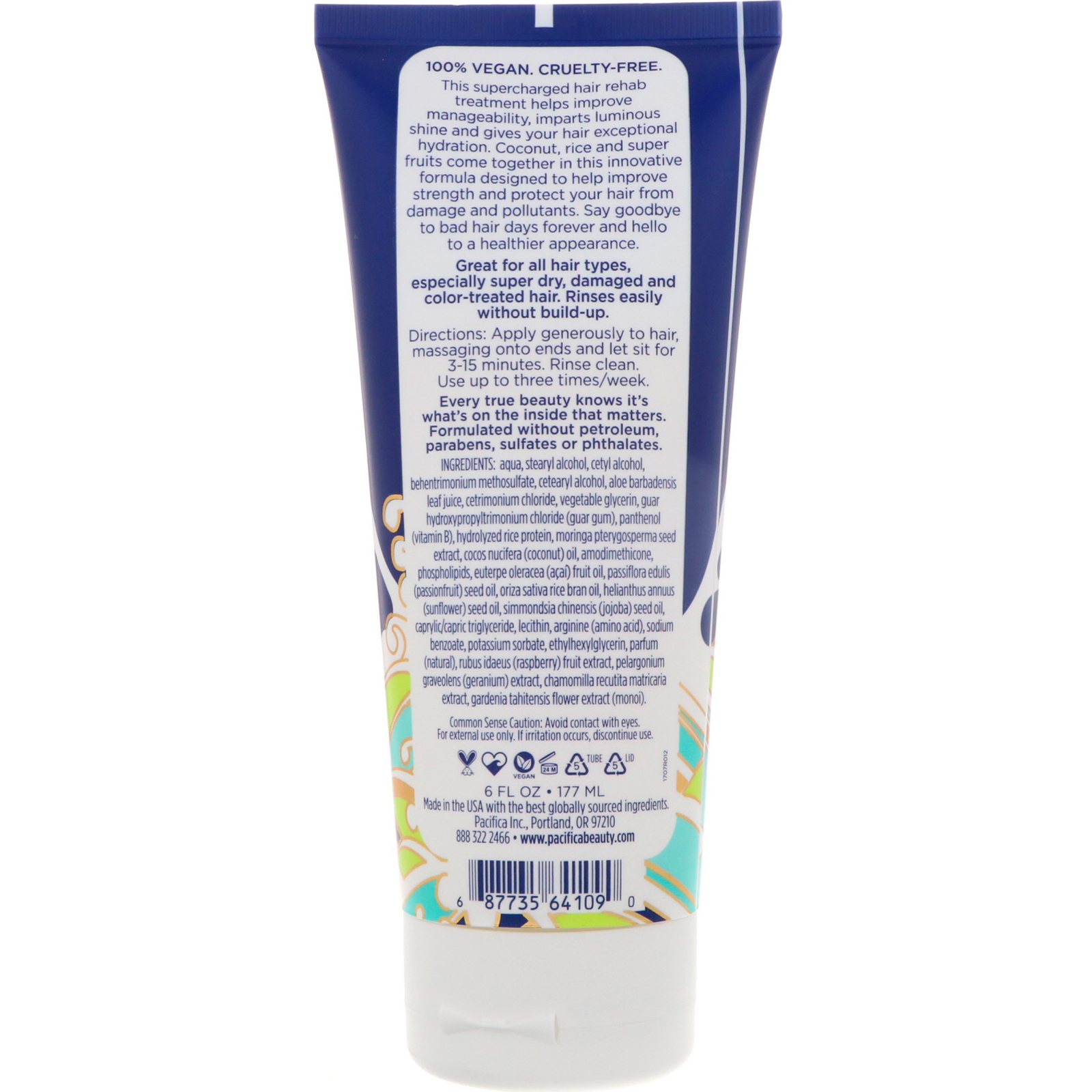 Comprar Pacifica, Coconut Super Power Deep Conditioning Damage Control Mask, 6 fl oz (177 ml) - Imagem 2
