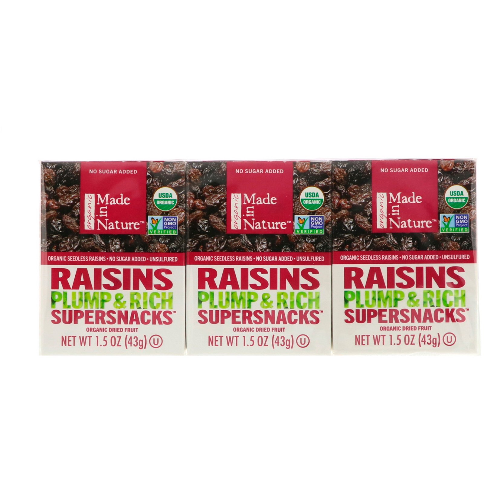 Comprar Made in Nature, Frutas secas orgânicas, passas, 6 pacotes, 42 g cada