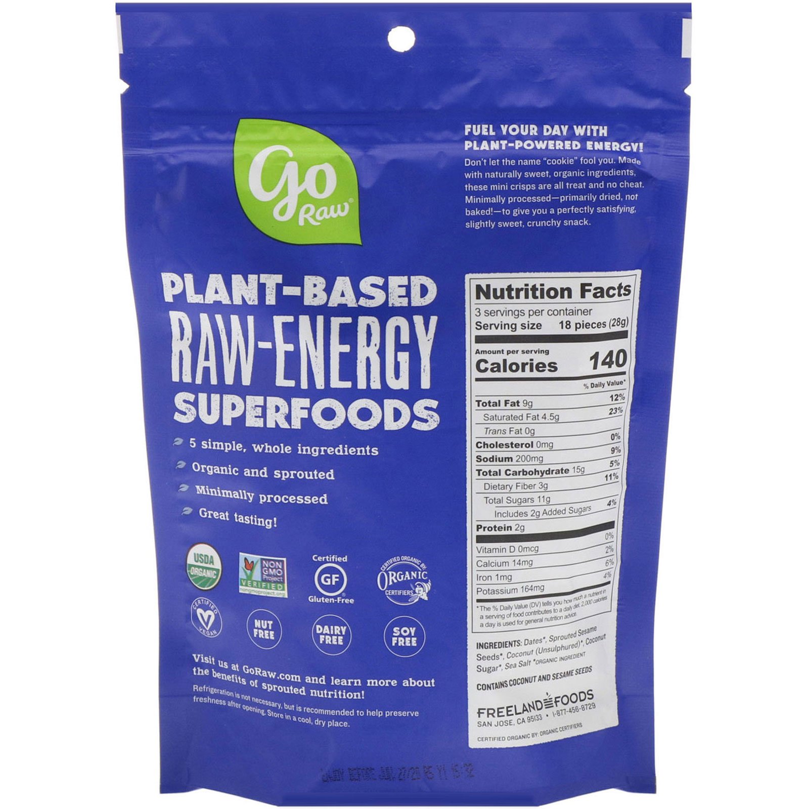Comprar Go Raw, Orgânico, Biscoitos Germinados, Doce Crocância, 3 oz (85 g) - Imagem 2