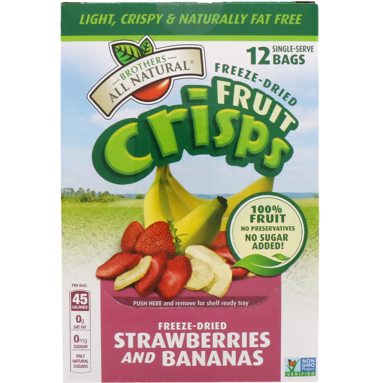 Comprar Brothers-All-Natural, Cobertura Crocante de Frutas, Morangos e Bananas Desidratados e Congelados, 12 Pacotes de Porção Única, 0.42 oz (12g) Cada