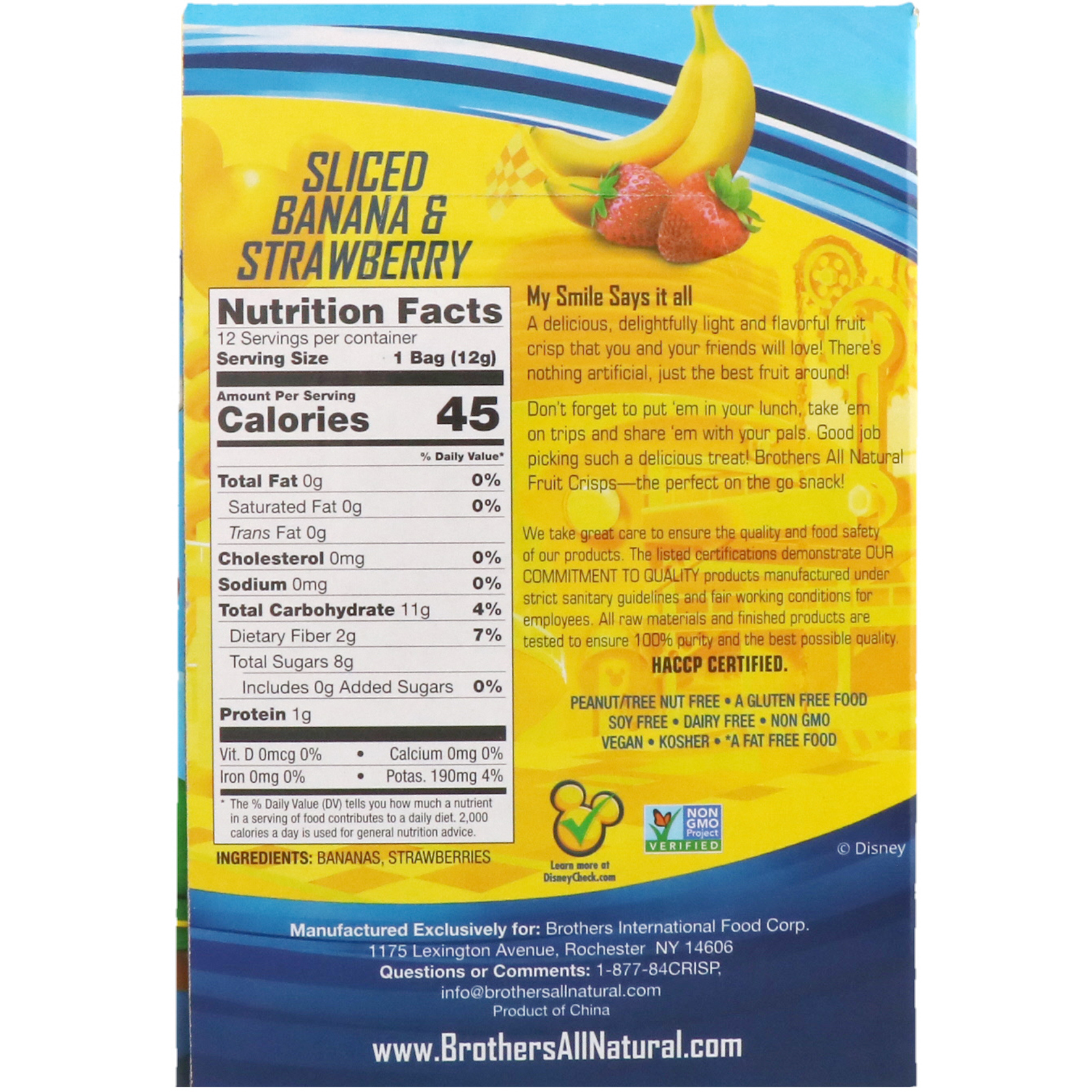 Comprar Brothers-All-Natural, Disney Junior, Fruit Crisps, Sliced Banana & Strawberry, 12 Pack, 5.08 oz (144 g) - Imagem 2