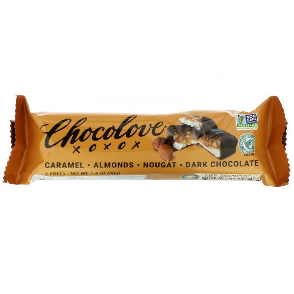 Comprar Chocolove, Caramel, Almond & Nougat in Dark Chocolate, 12 Bars, 1.4 oz (40 g) Each - Imagem 4