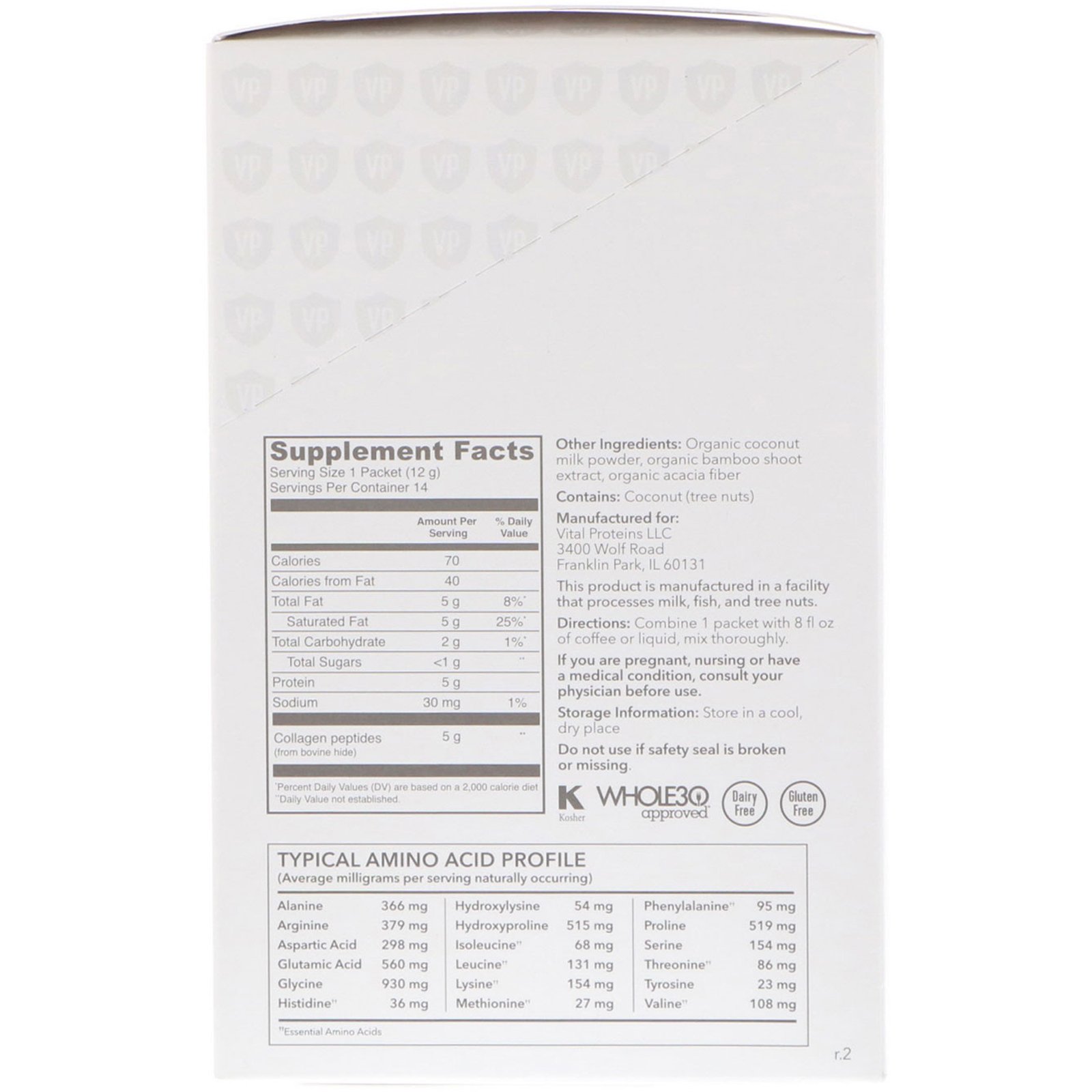 Comprar Vital Proteins, Creme de Colágeno, Coco, 14 Pacotes, 12 g Cada - Imagem 2