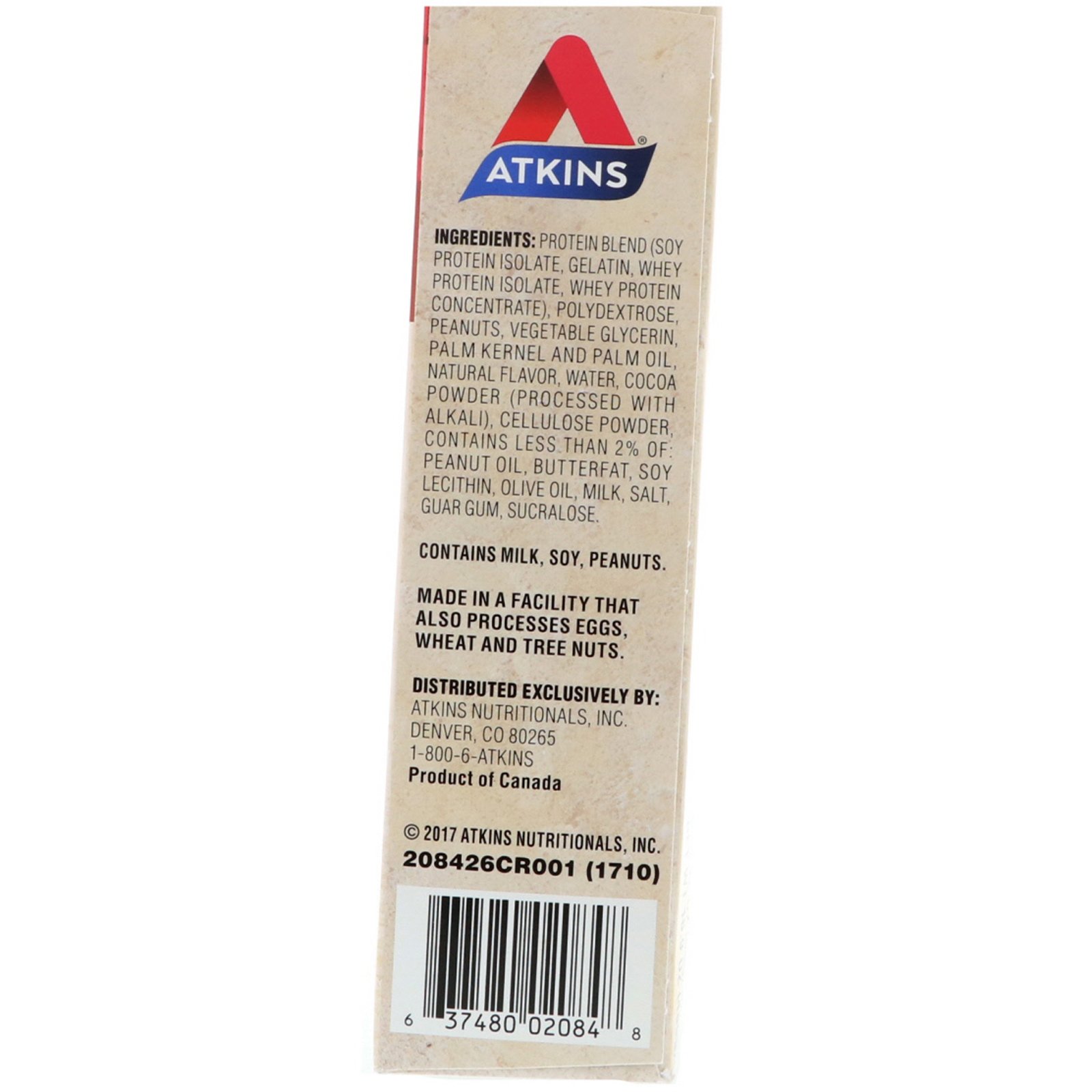 Comprar Atkins, Chocolate Peanut Butter Bar, 8 Bars, 2.12 oz (60 g) - Imagem 2
