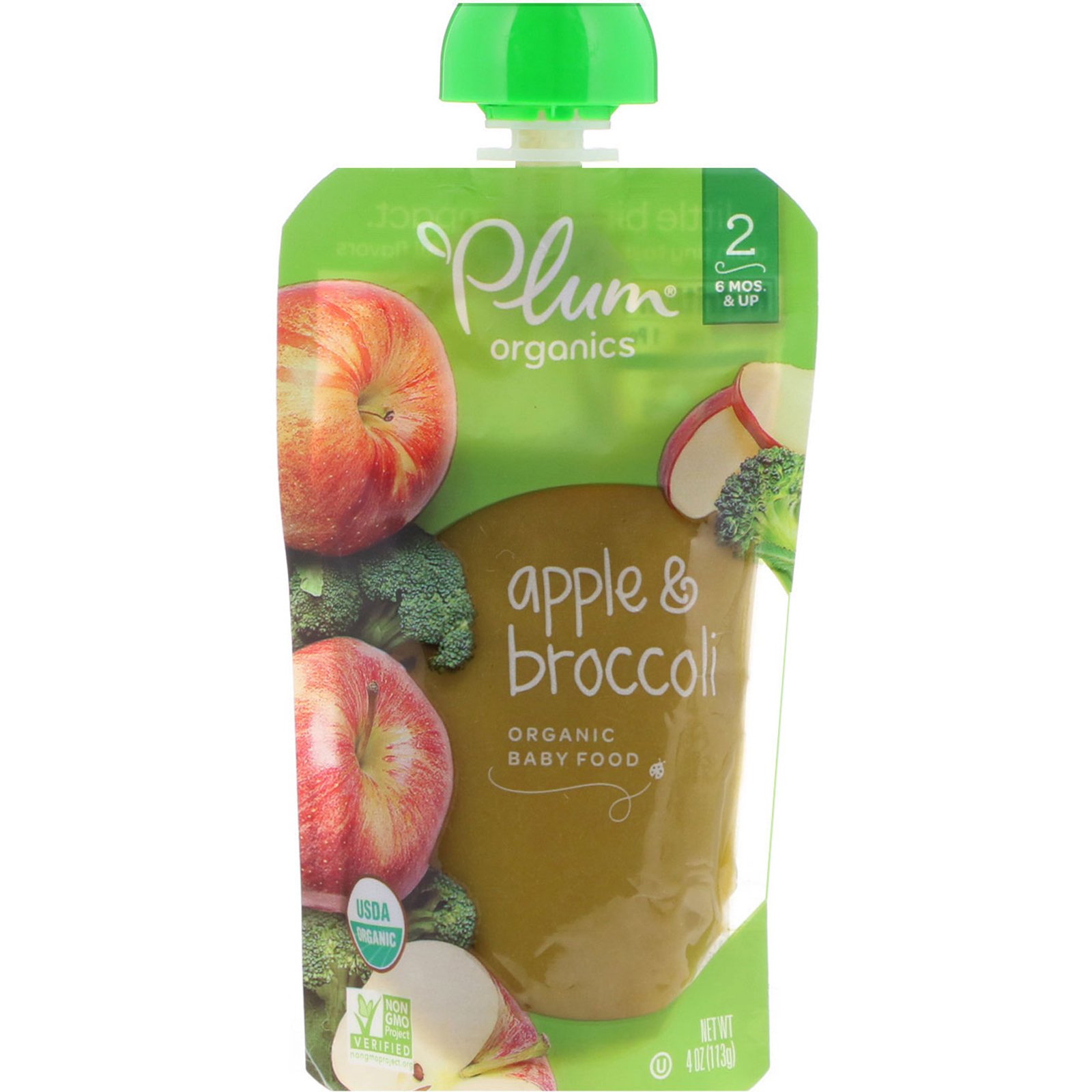 Comprar Plum Organics, Papinha de Bebê Orgânica, Estágio 2, Maçã e Brócolis, 4 oz (113 g)