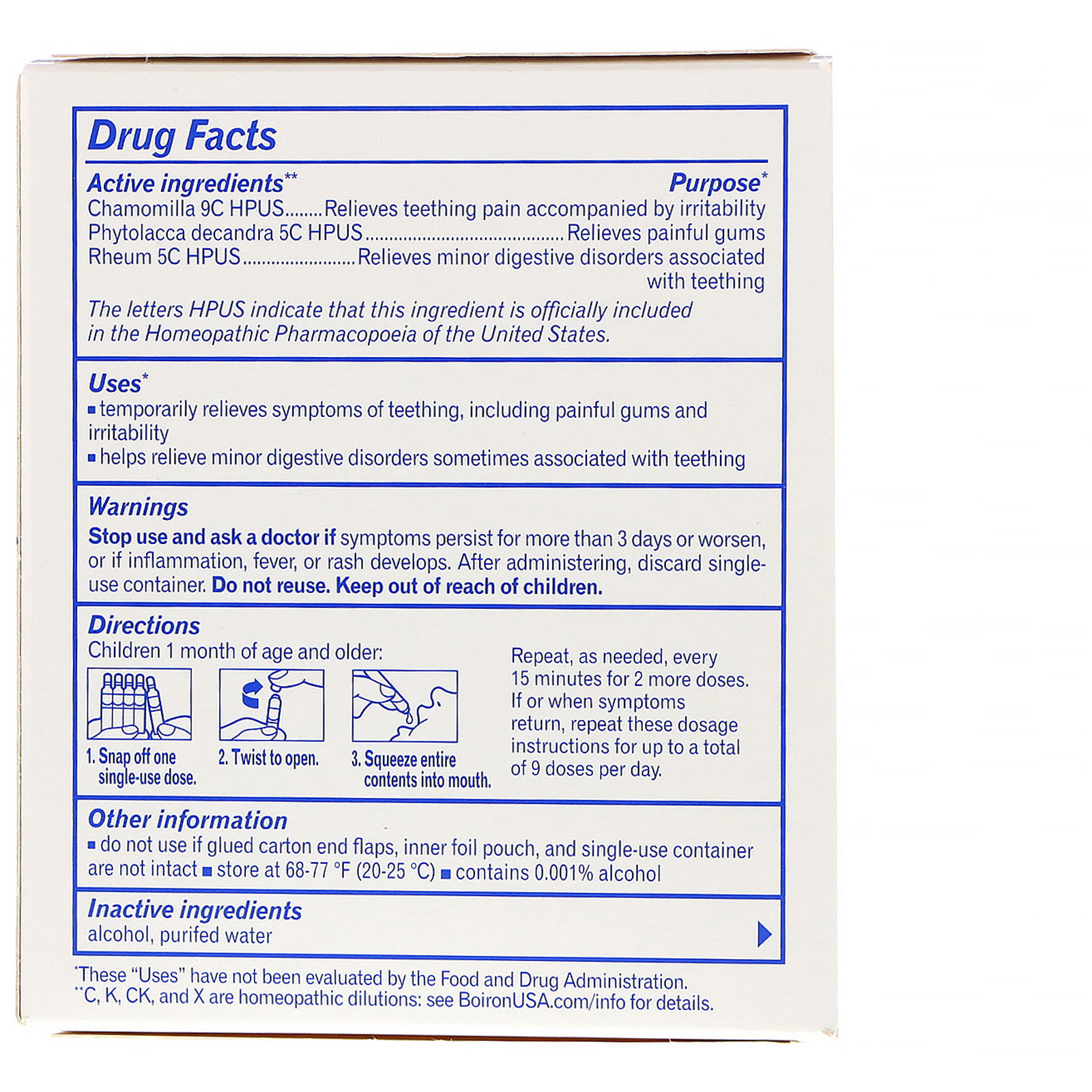 Comprar Boiron, Camilia, Alívio da Dentição, 15 Doses Líquidas Únicas, 0,034 fl oz Cada - Imagem 2