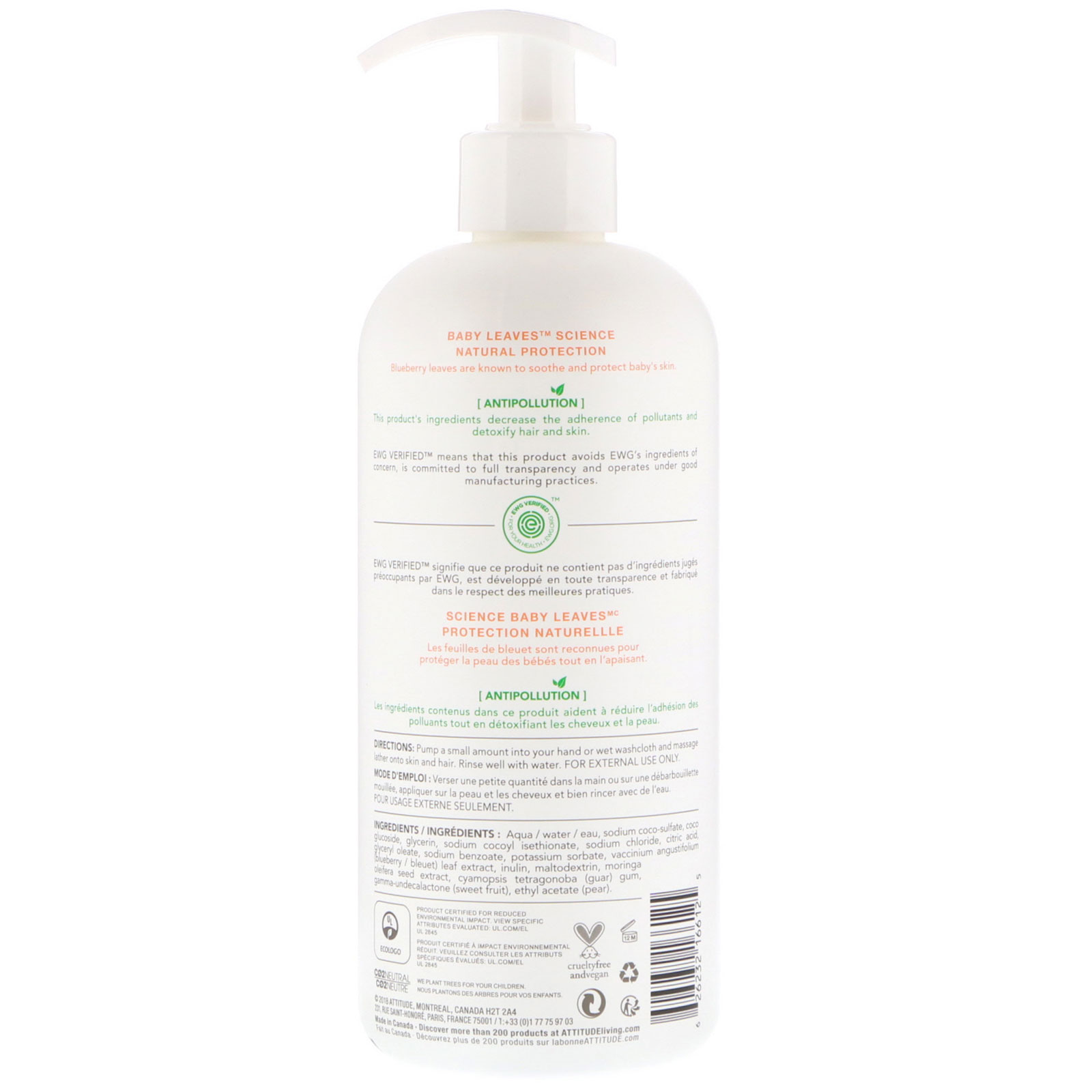 Comprar ATTITUDE, Baby Leaves Science, Shampoo 2-em-1 e Sabonete Líquido, Néctar de Pera, frasco de 16 oz (473 ml) - Imagem 2
