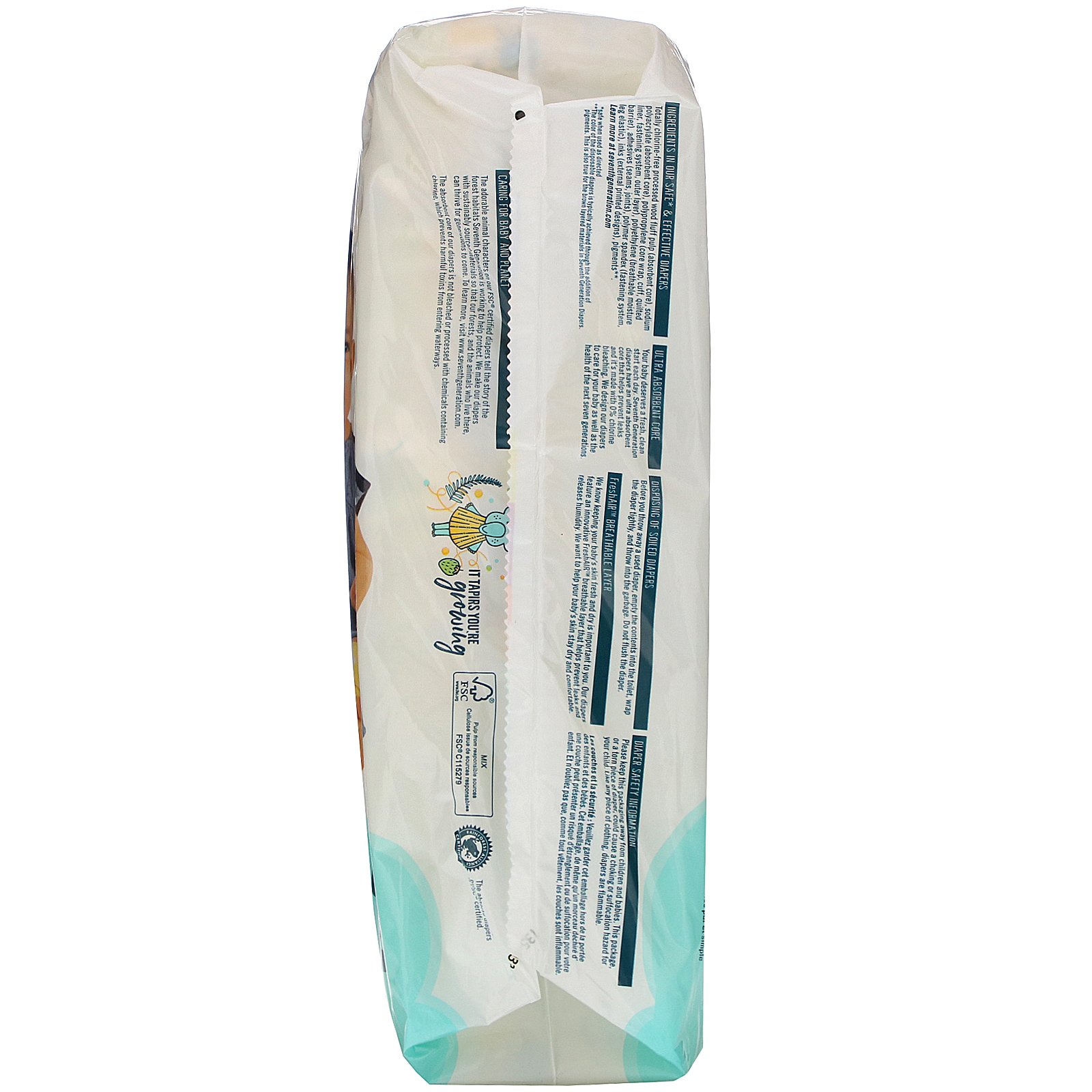Comprar Seventh Generation, Free & Clear Diapers, Size 2, 36 Diapers - Imagem 2