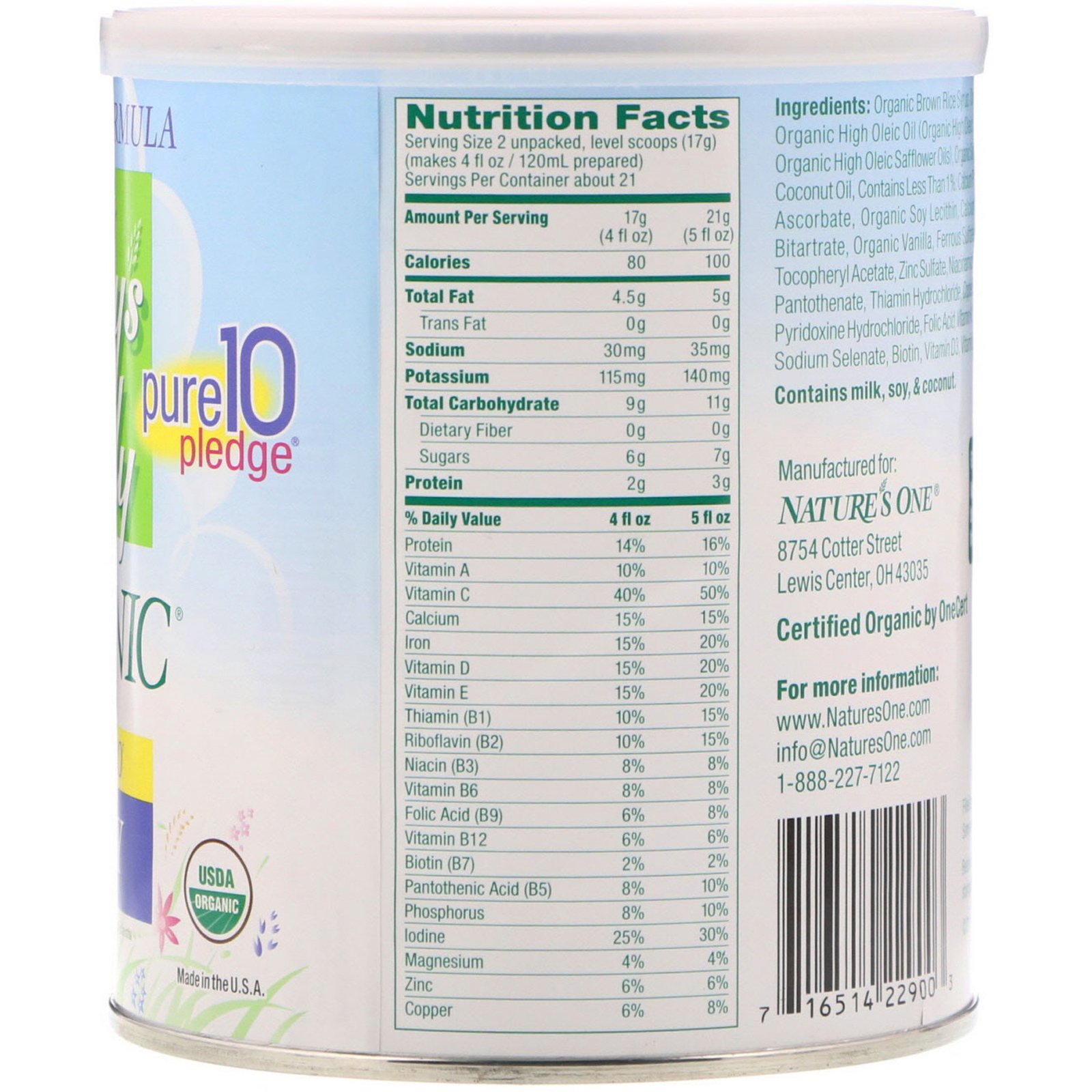 Comprar Nature's One, Baby's Only Organic, fórmula de criança, laticínios, 12,7 onças (360 g) - Imagem 2