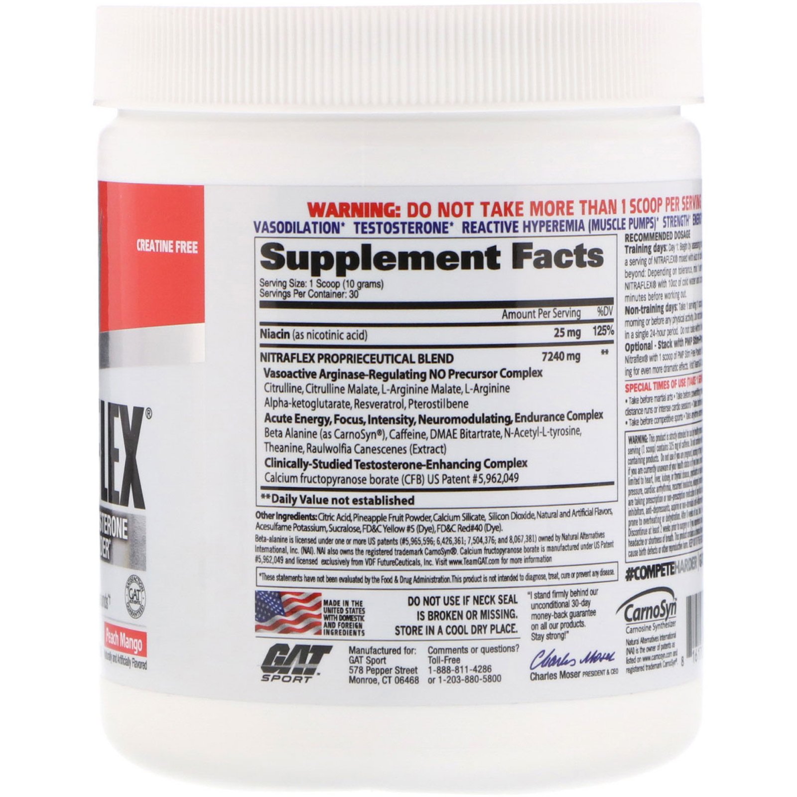 Comprar GAT, NITRAFLEX, Peach Mango, 10.6 oz (300 g) - Imagem 2