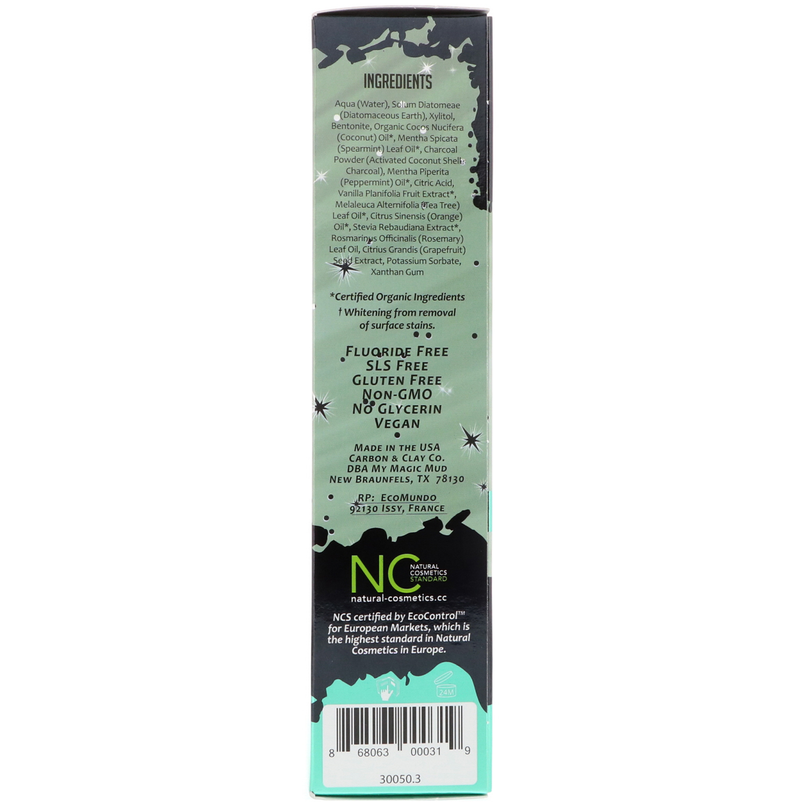 Comprar My Magic Mud, Activated Charcoal, Fluoride-Free, Whitening Toothpaste, Spearmint, 4 oz (113 g) - Imagem 3