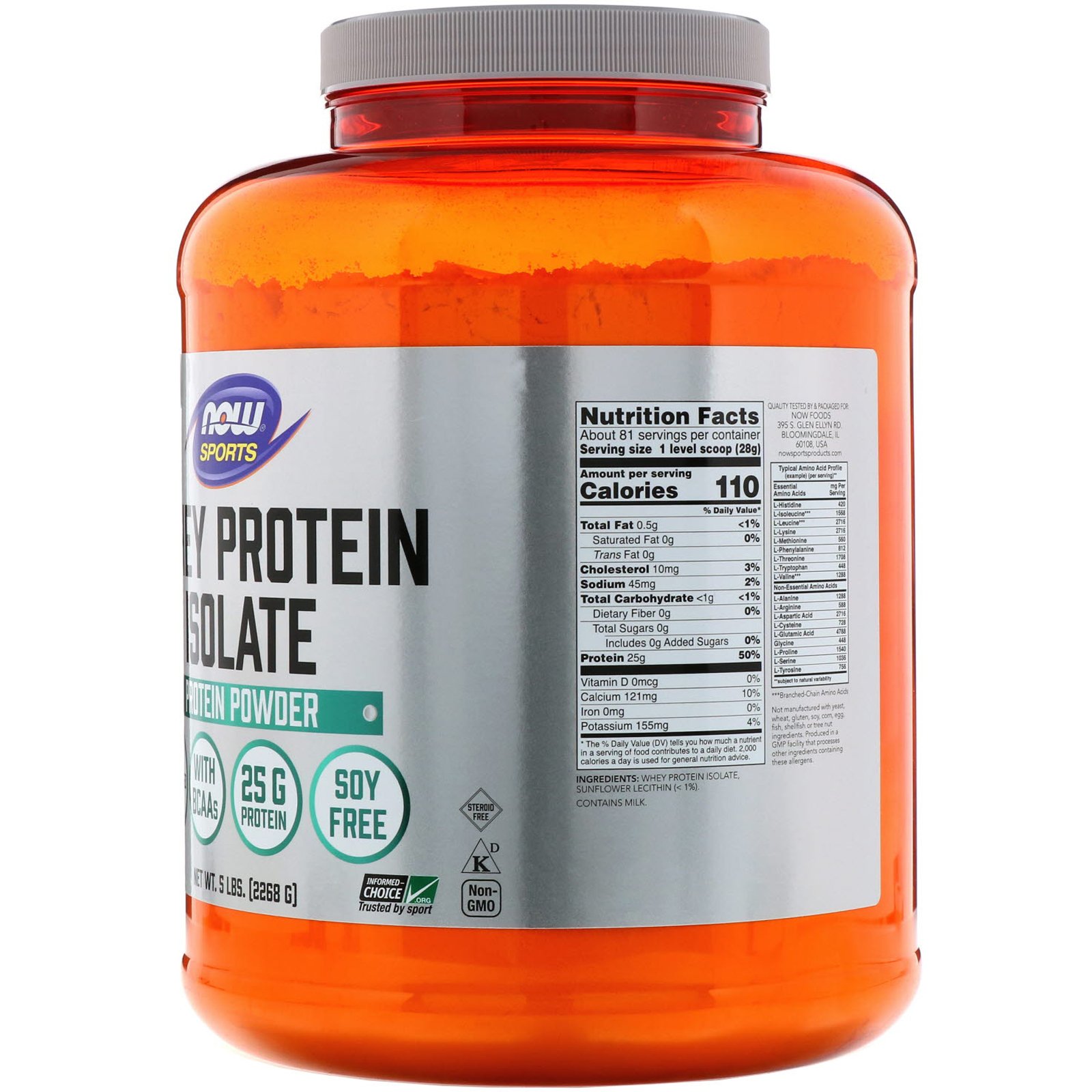 Comprar Now Foods, Sports, Isolado Proteico de Soro, Sem Sabor, 2268 g (5 lbs) - Imagem 2