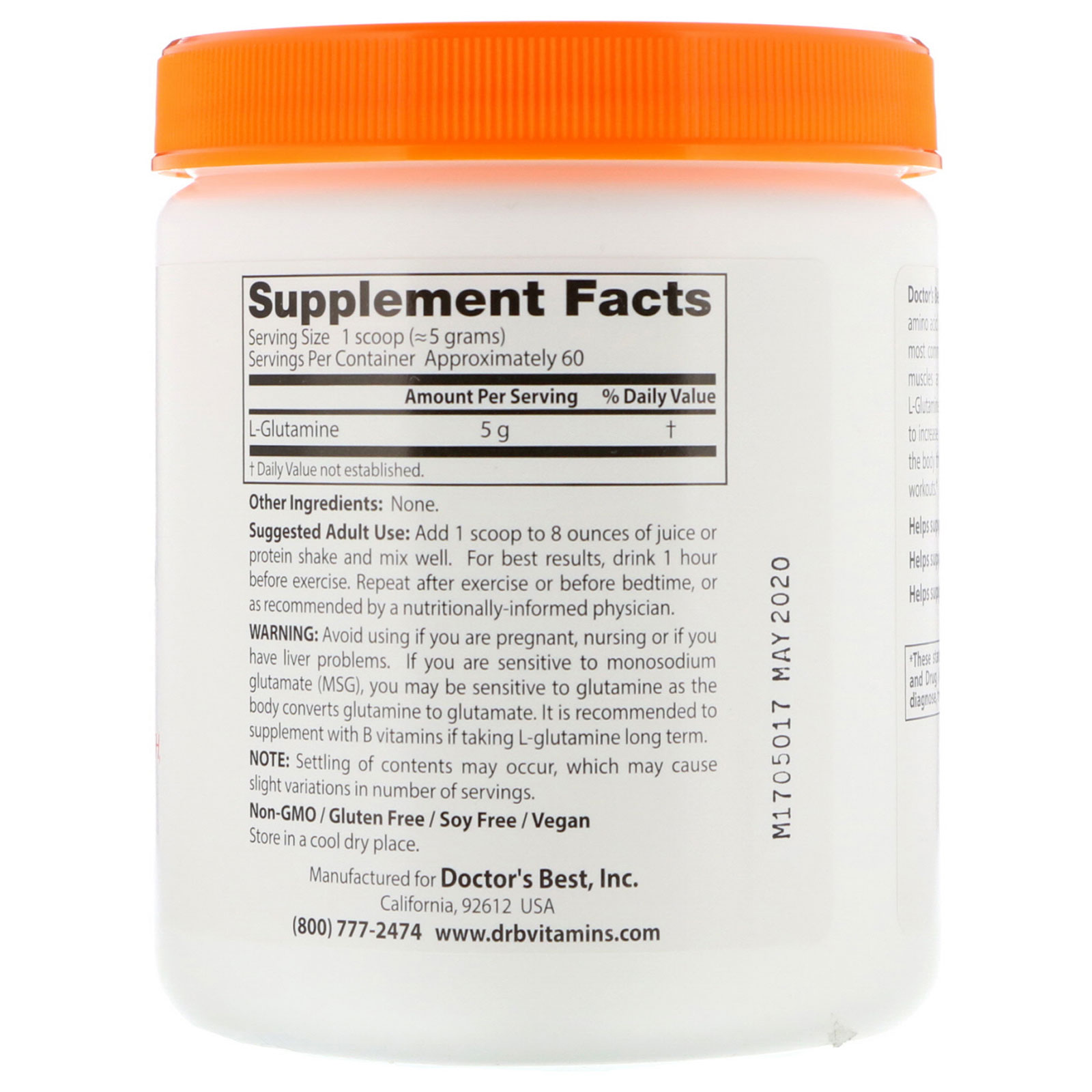 Comprar Doctor's Best, L-Glutamina Pura em Pó, 10,6 oz (300 g) - Imagem 2