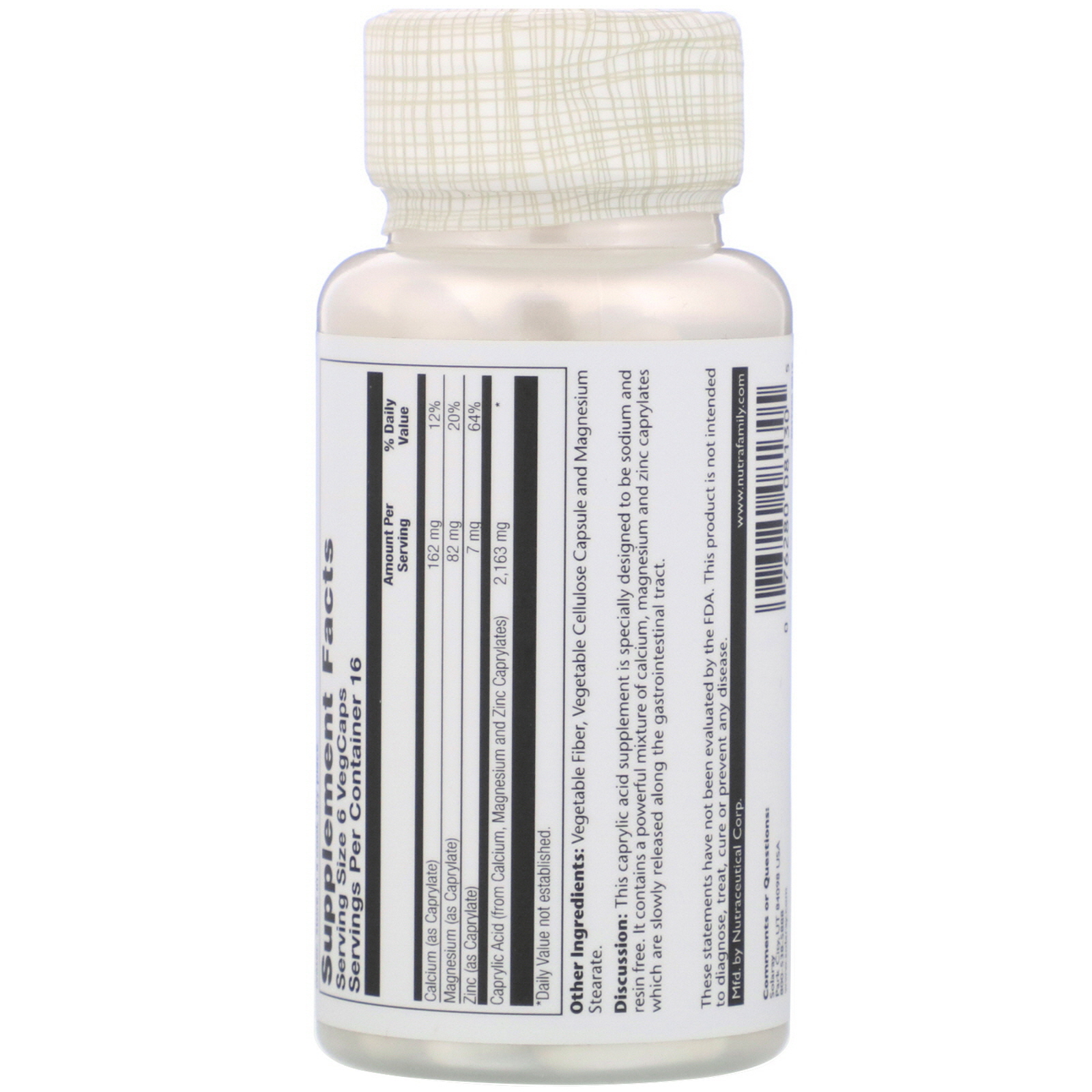 Comprar Solaray, Capryl, Sodium-Free, Resin-Free, 100 VegCaps - Imagem 2