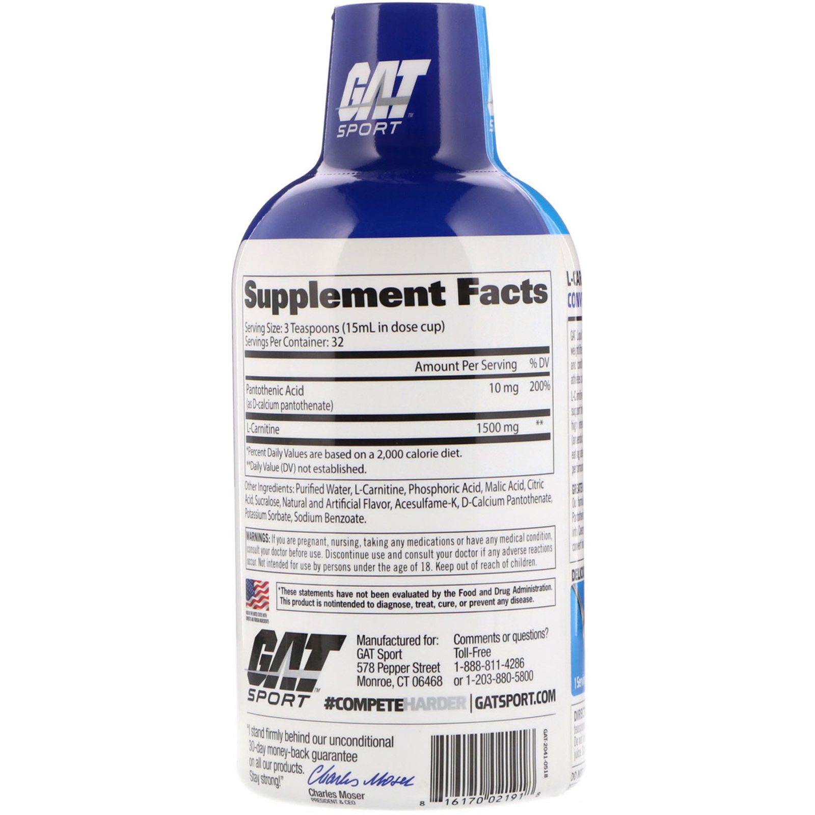 Comprar GAT, L-Carnitine, Amino Acid, Rainbow Burst, 1,500 mg, 16 oz (473 ml) - Imagem 2