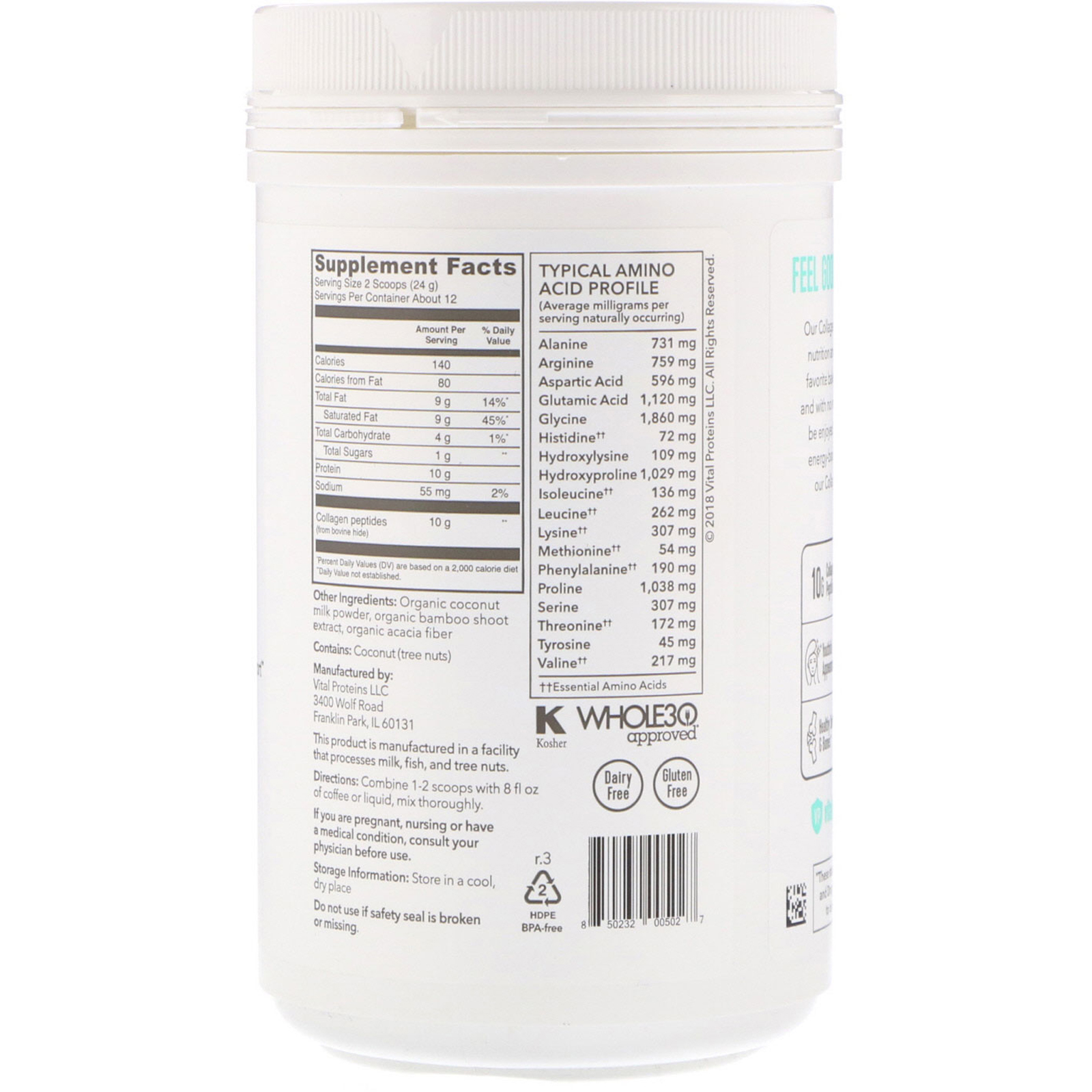 Comprar Vital Proteins, Creme de Colágeno, Coco, 293 g (10,3 oz) - Imagem 2