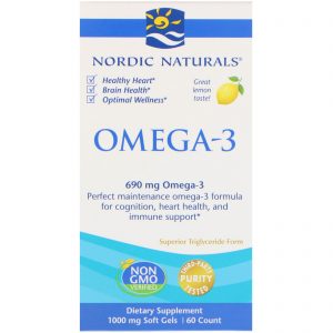 Comprar Nordic Naturals, Ômega-3, Limão, 690 mg, 60 Cápsulas Gelatinosas