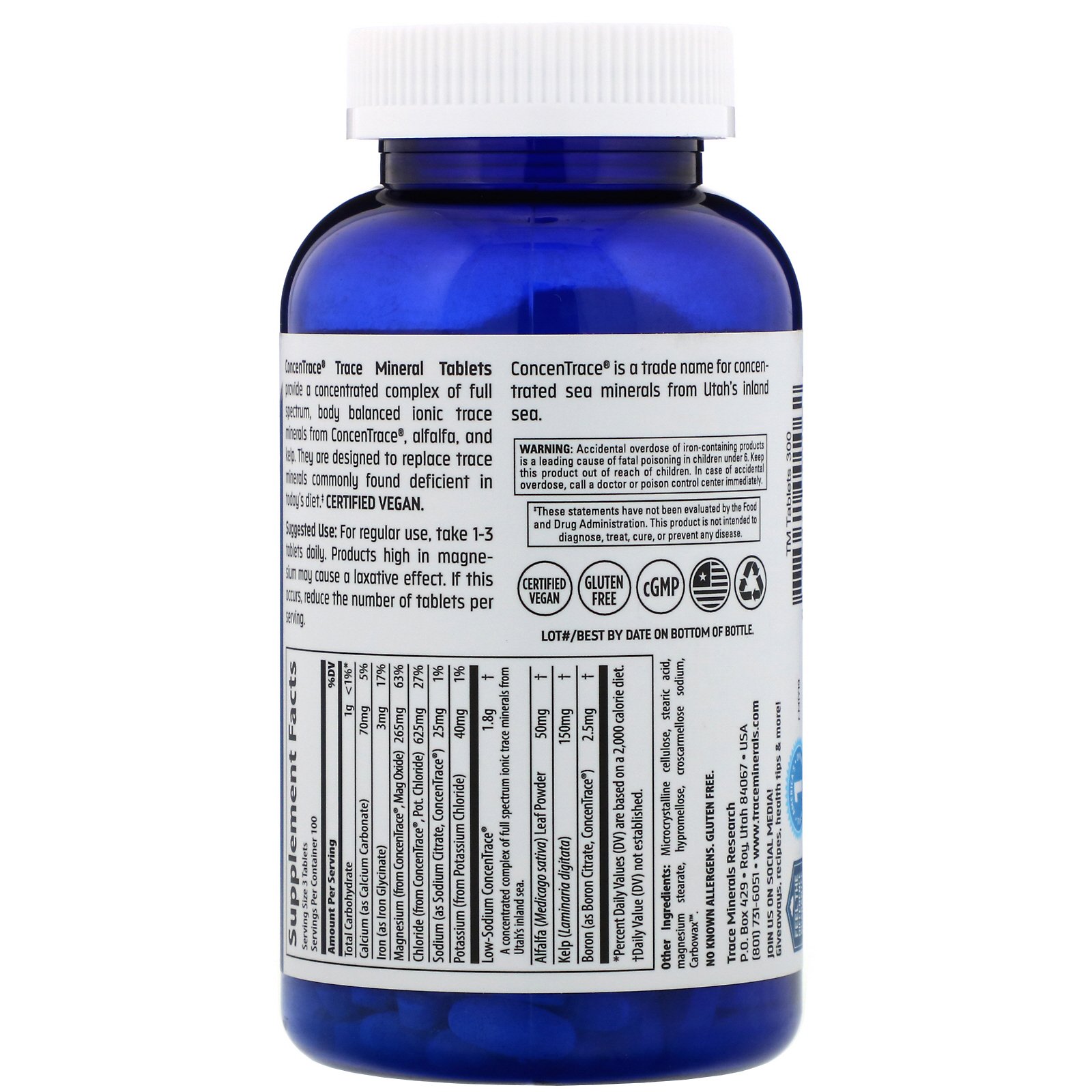 Comprar Trace Minerals Research, ConcenTrace, Trace Mineral Tablets, 300 Tablets - Imagem 2