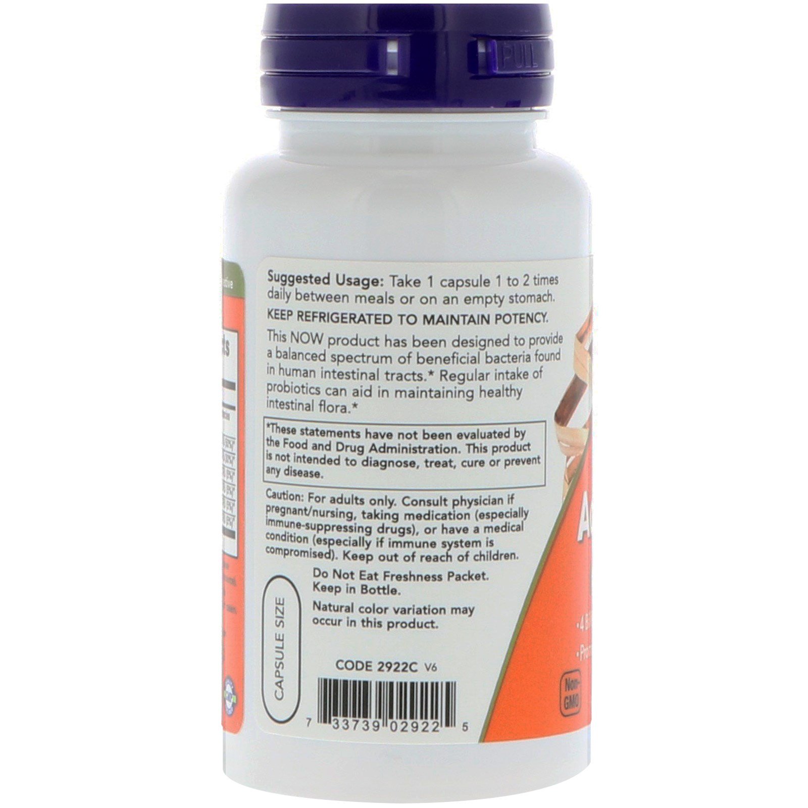 Comprar Now Foods, 4x6 Acidófilus, 120 C[apsulas para os Vegetarianos - Imagem 3
