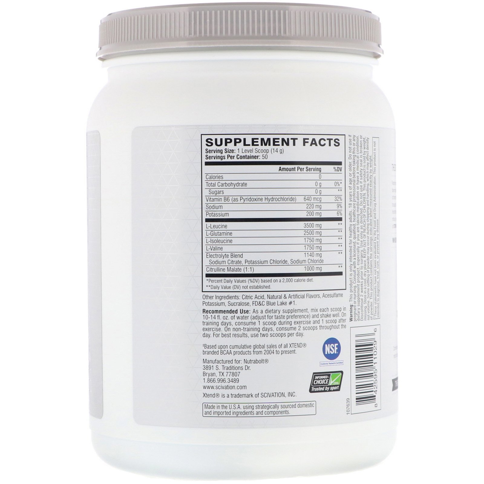 Comprar Scivation, Xtend, The Original 7G BCAA, Blue Raspberry Ice, 700 g (1,5 lb) - Imagem 2