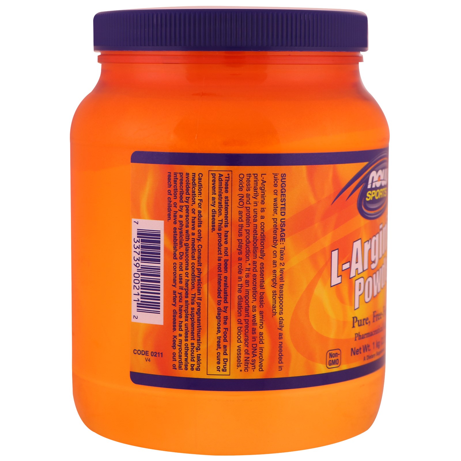 Comprar Now Foods, Sports, L-Arginina em Pó, 1 kg (2.2 lbs) - Imagem 3