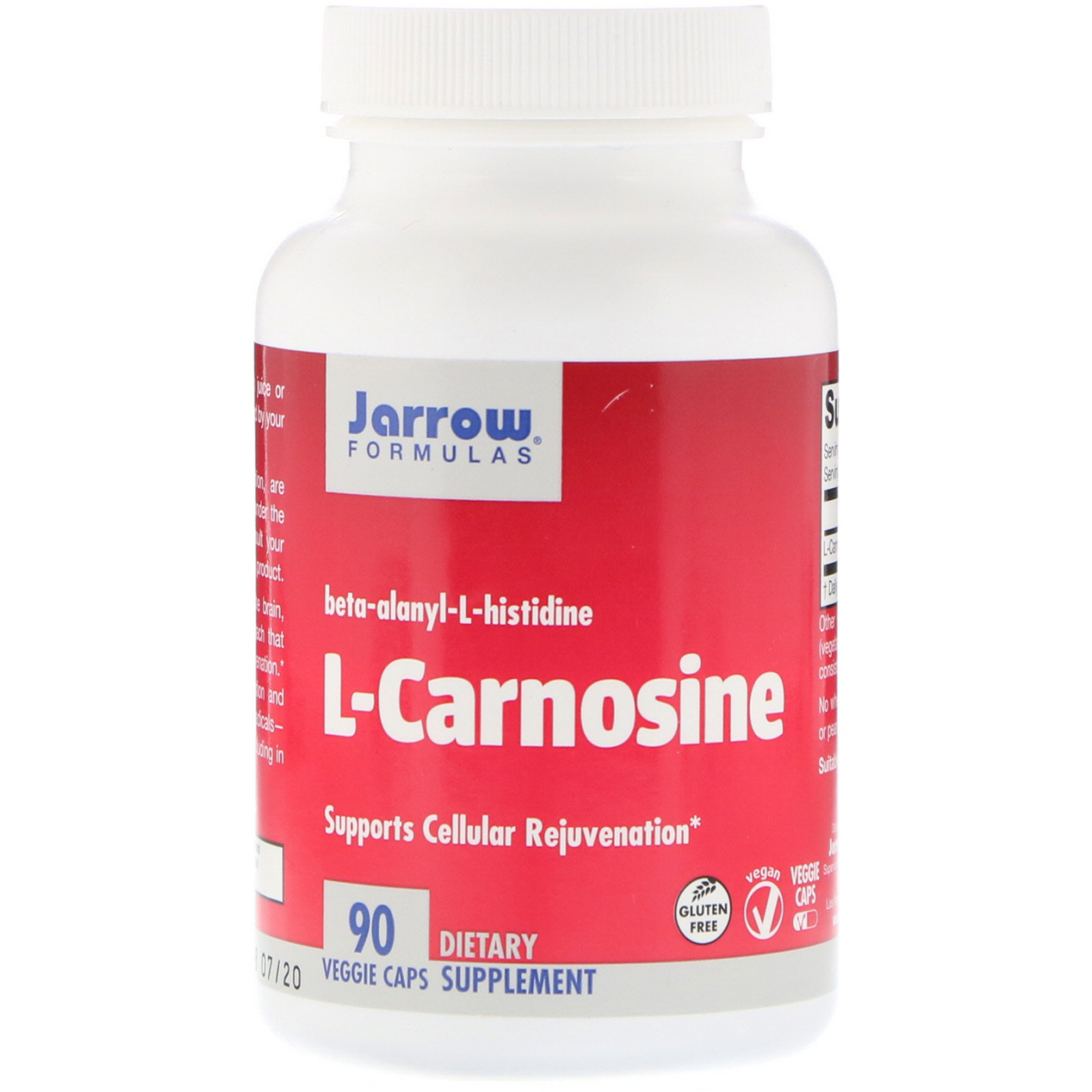 Comprar Jarrow Formulas, L-Carnosina, Beta-Alanil-L-Histidina, 90 Cápsulas Vegetais