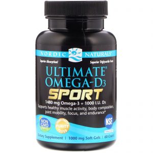 Comprar Nordic Naturals, Ômega-D3 Definitivo para o Esporte, 1000 mg, 60 cápsulas gelatinosas