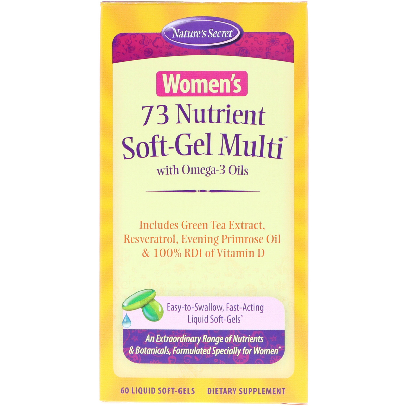 Comprar Nature's Secret, Multivitamínico de 73 Nutrientes em Softgel para Mulheres com Óleos Ômega-3, 60 Cápsulas Softgel Líquidas