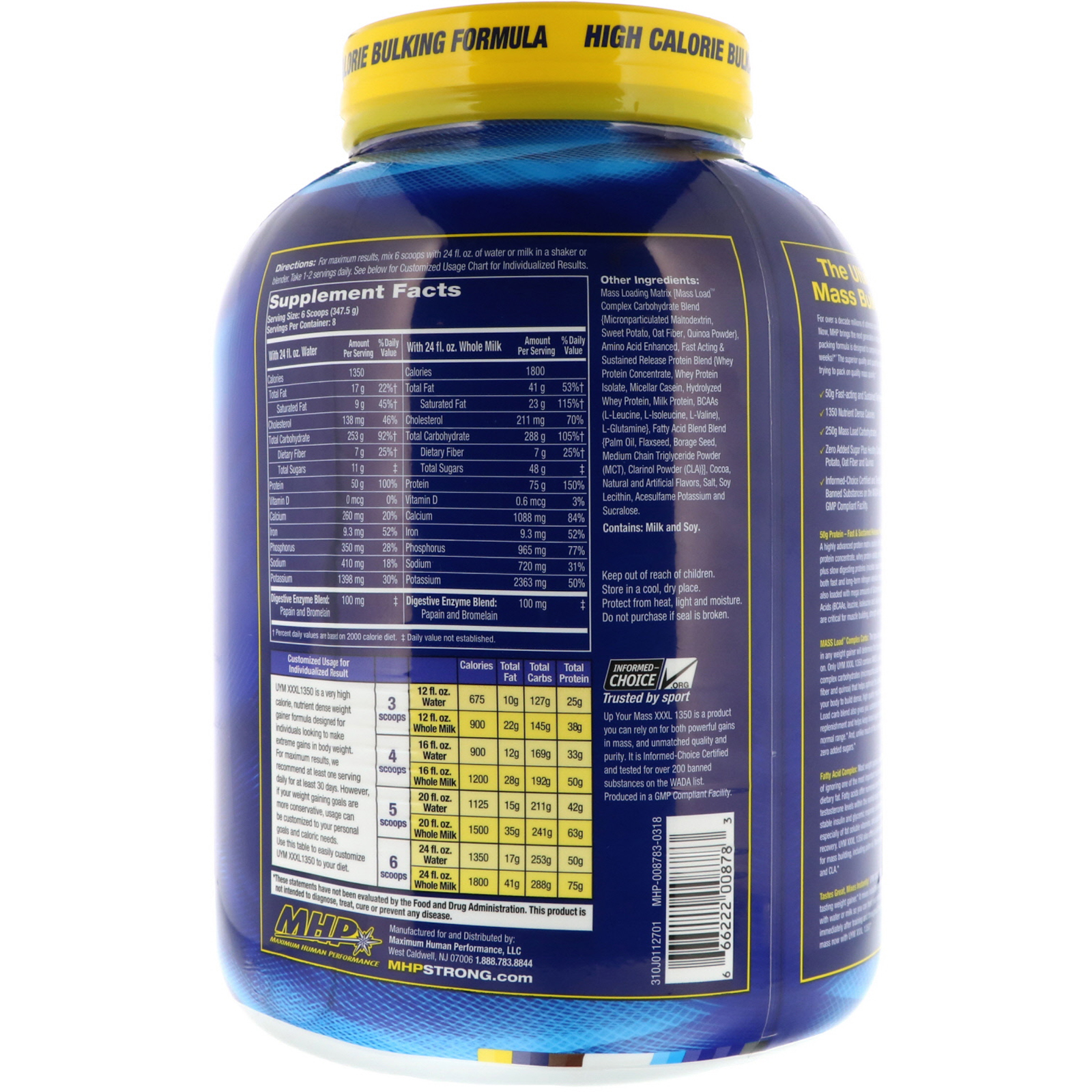 Comprar MHP, Aumente Sua Massa, XXXL 1350, Chocolate ao Leite, 6,12 lbs (2780 g) - Imagem 2