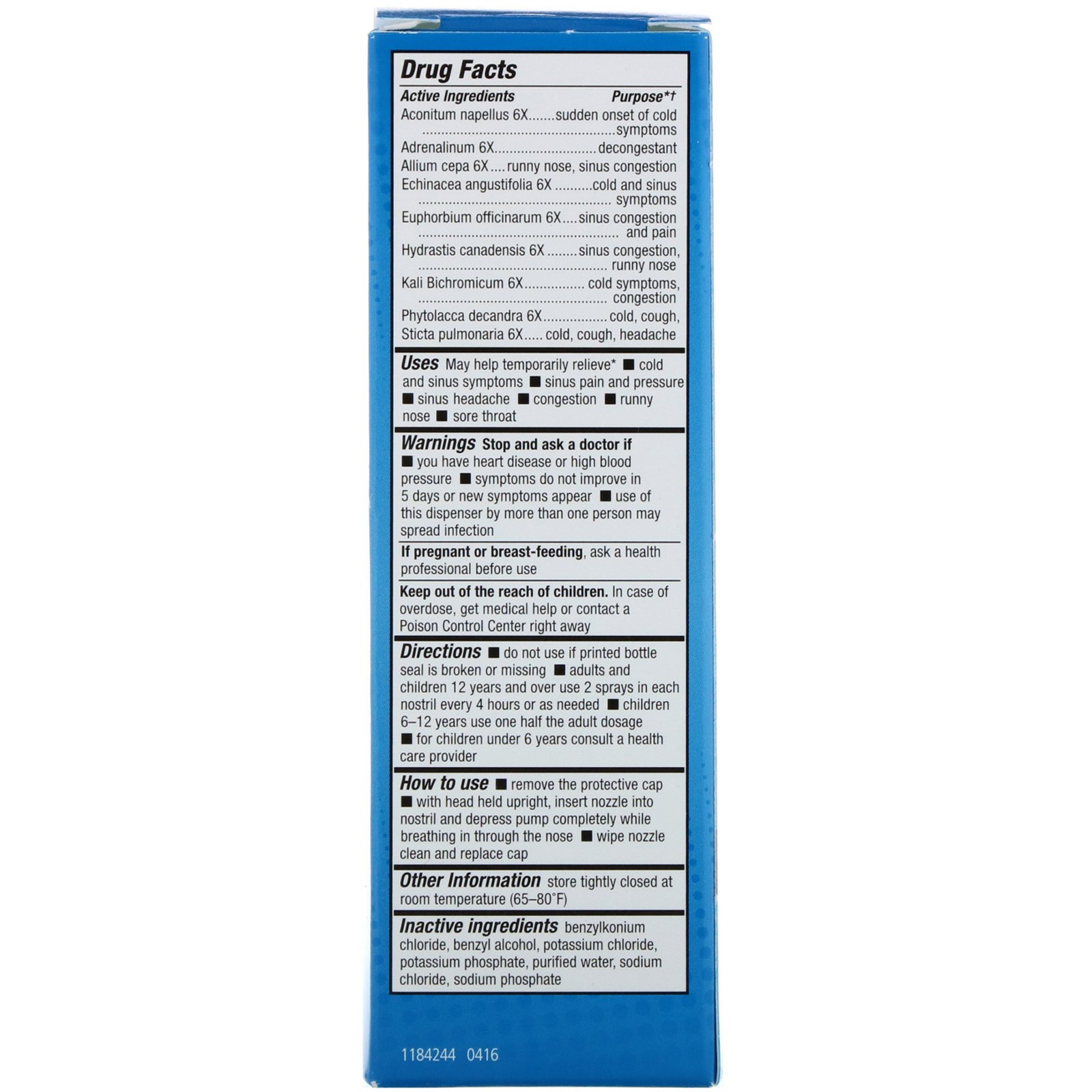 Comprar NatraBio, Gripe e Sinusite, Spray Nasal, 0,8 fl oz (24 ml) - Imagem 2