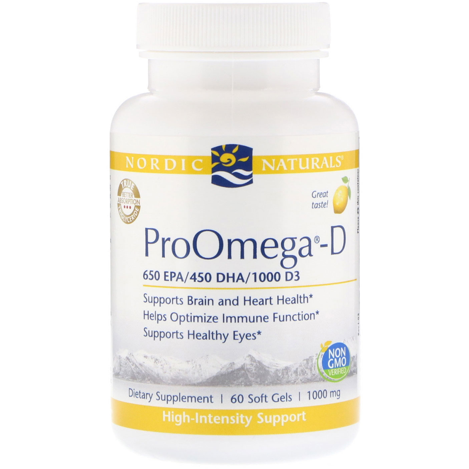 Comprar Nordic Naturals, ProOmega-D, Lemon, 1,000 mg, 60 Soft Gels