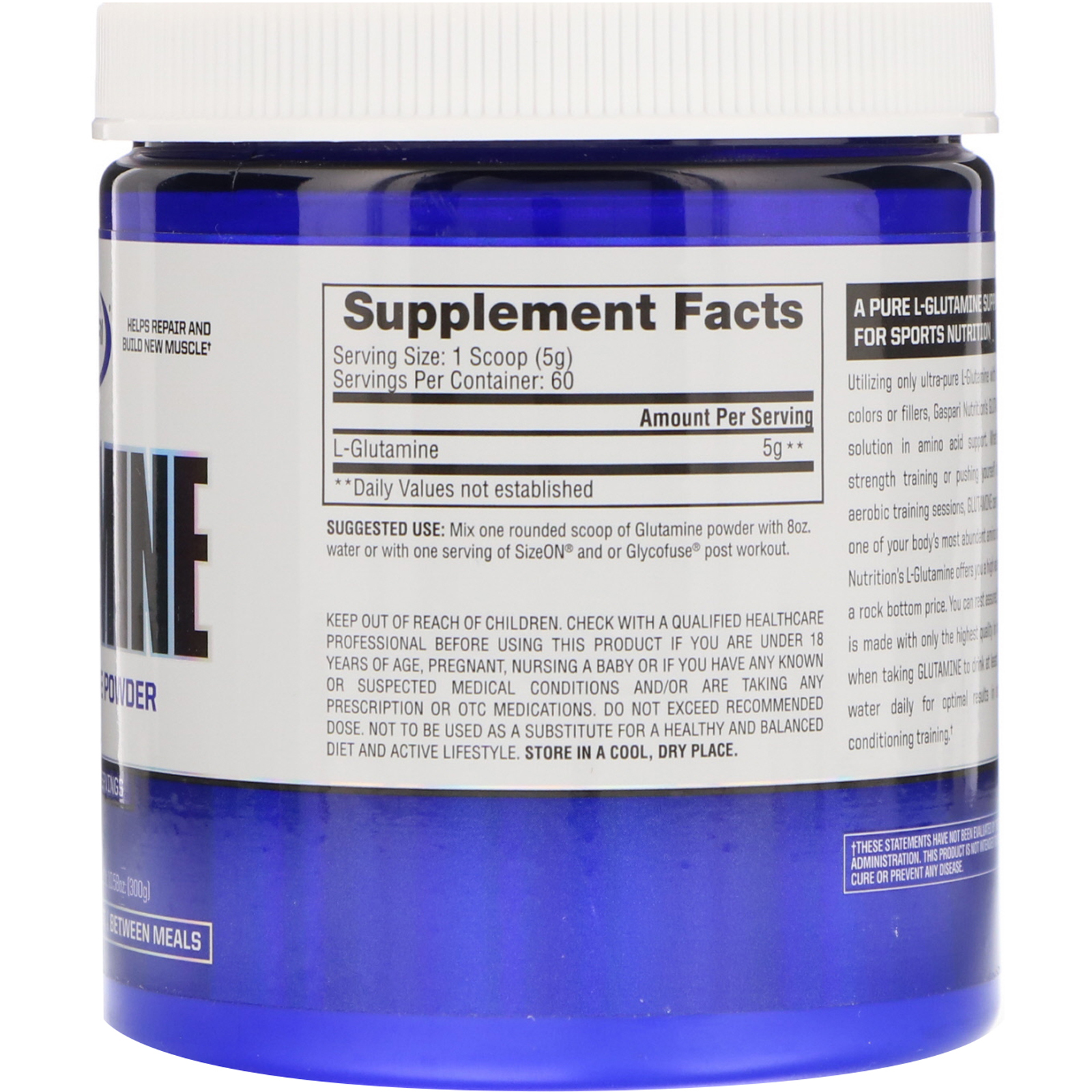 Comprar Gaspari Nutrition, Glutamina, Sem Sabor, 10,58 oz (300 g) - Imagem 2