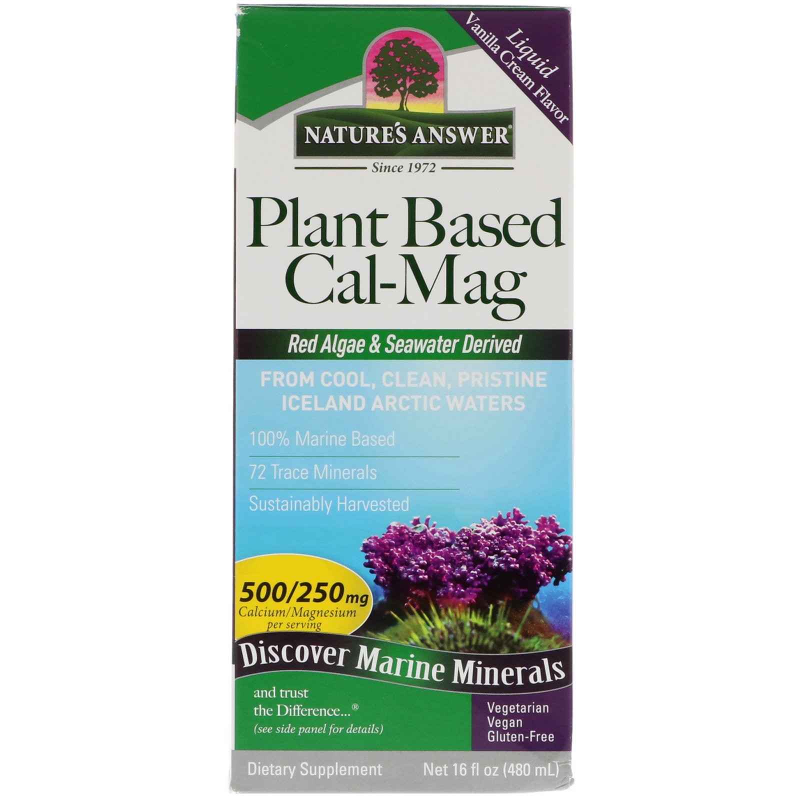 Comprar Nature's Answer, Plant Based Cal-Mag, Vanilla Cream Flavor, 16 fl oz (480 ml)