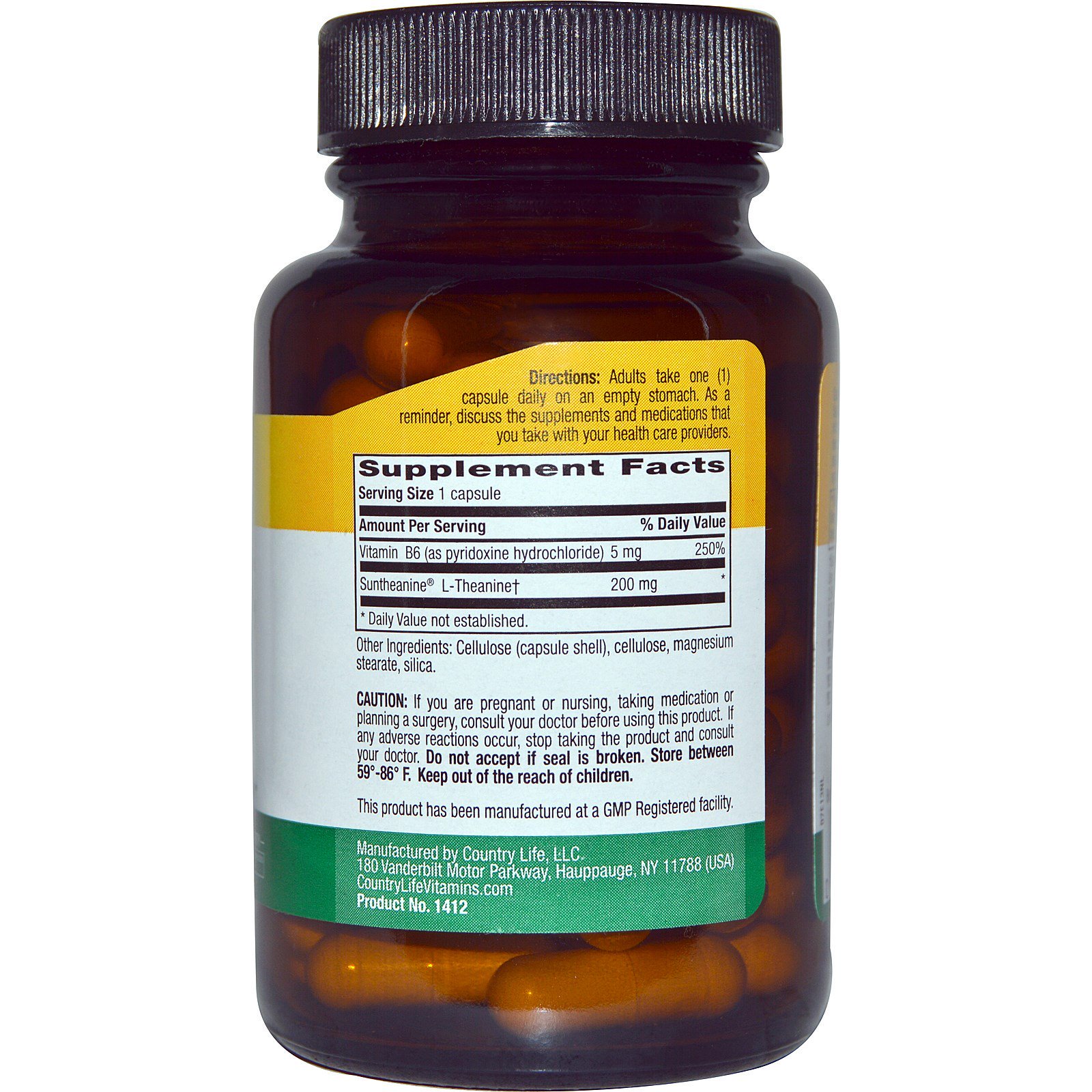 Comprar Country Life, L-Teanina, 200 mg, 60 Comprimidos Vegetarianos - Imagem 2