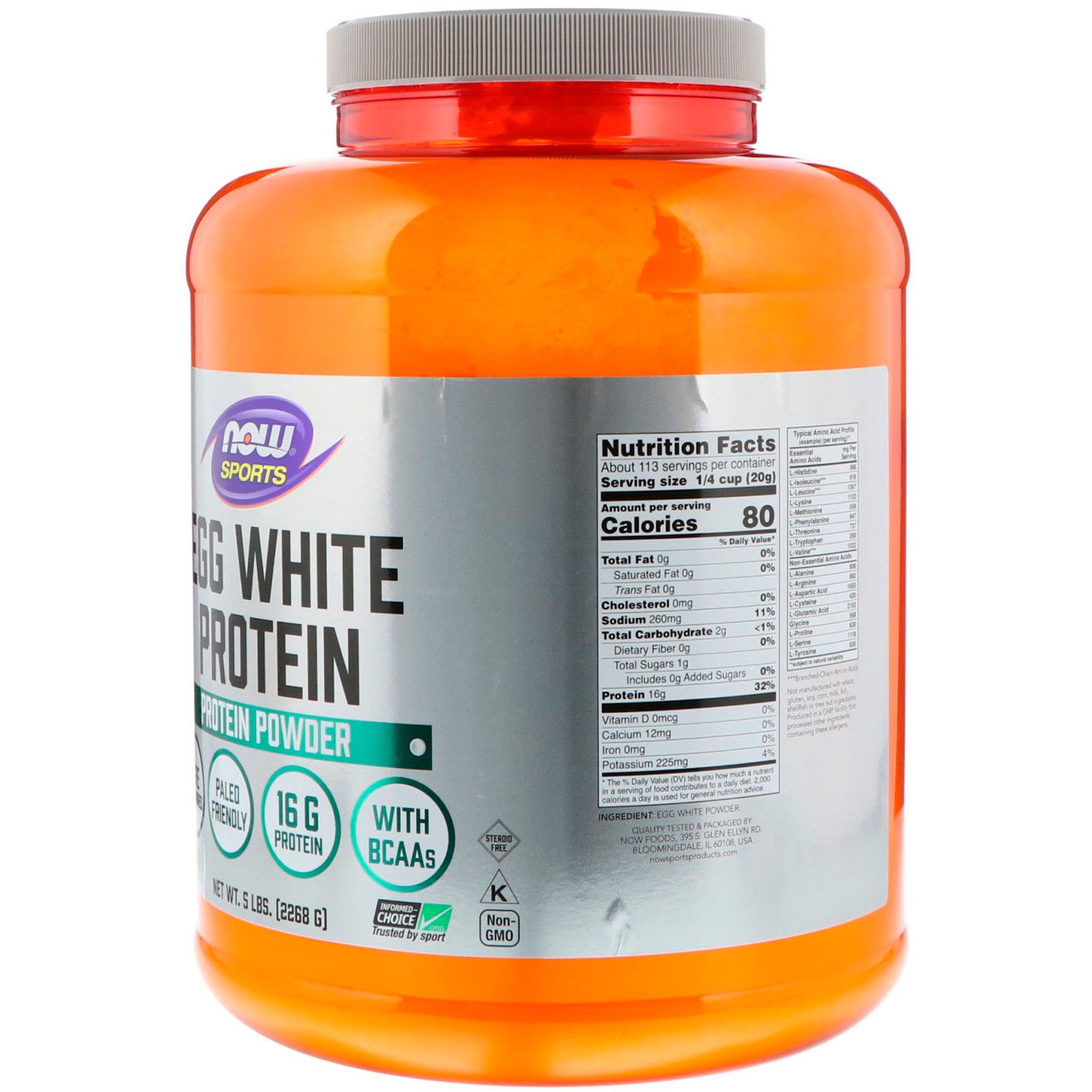 Comprar Now Foods, Sports, Proteína de Clara de Ovo em Pó, 5 lbs (2.268 g) - Imagem 2