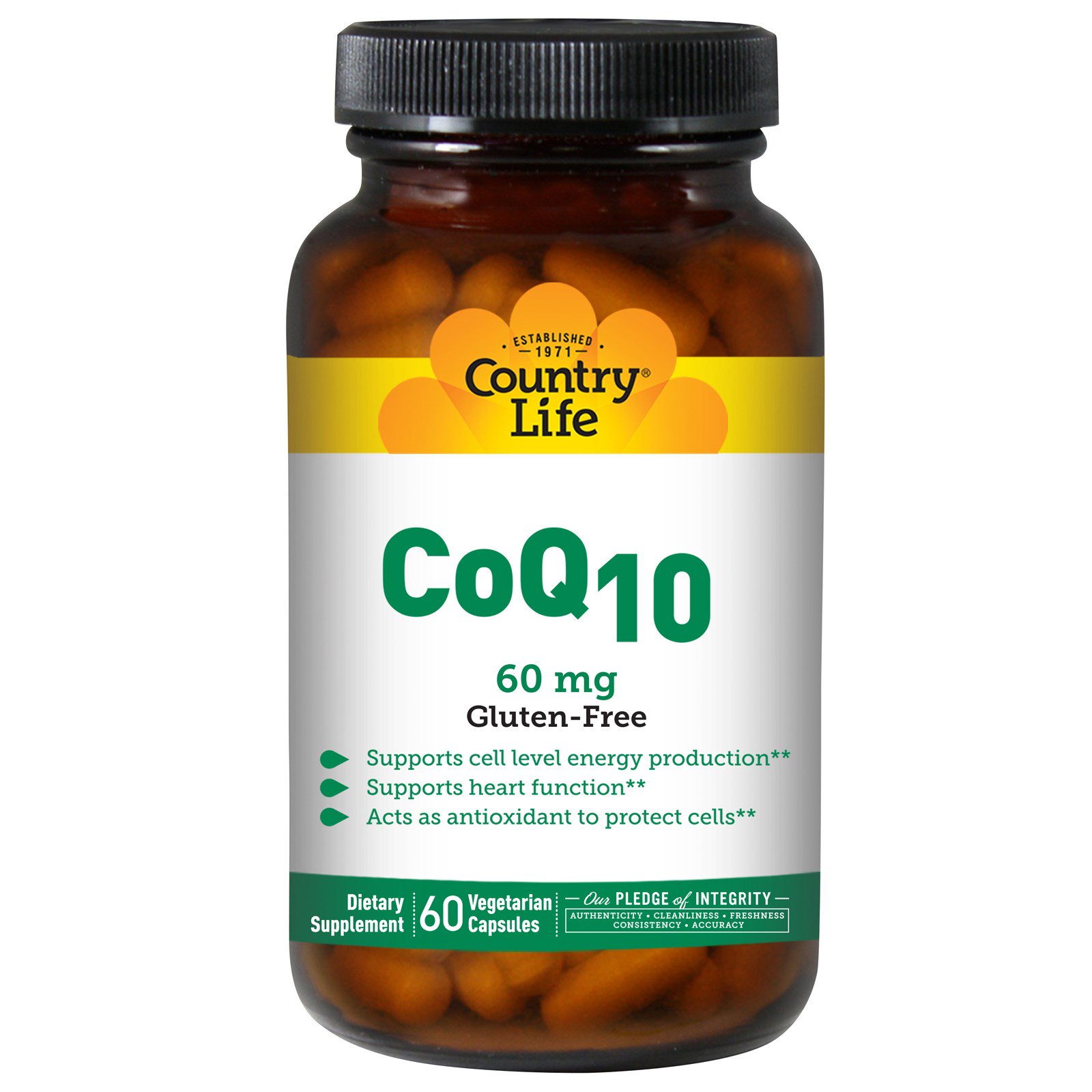 Comprar Country Life, CoQ10, 60 mg, 60 cápsulas vegetarianas