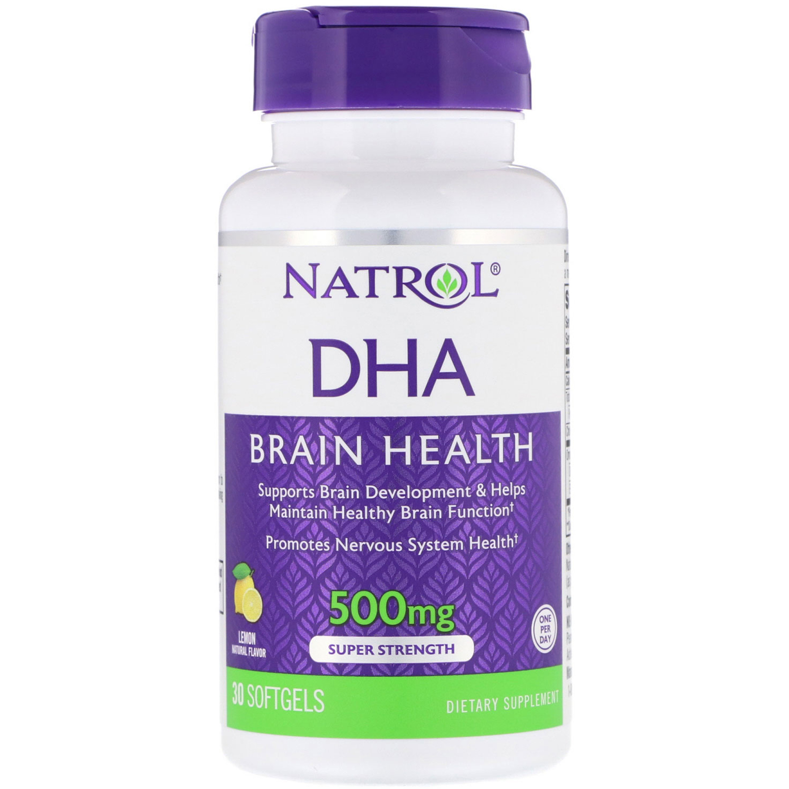 Comprar Natrol, DHA, Brain Health, Lemon, 500 mg, 30 Softgels - Imagem 3