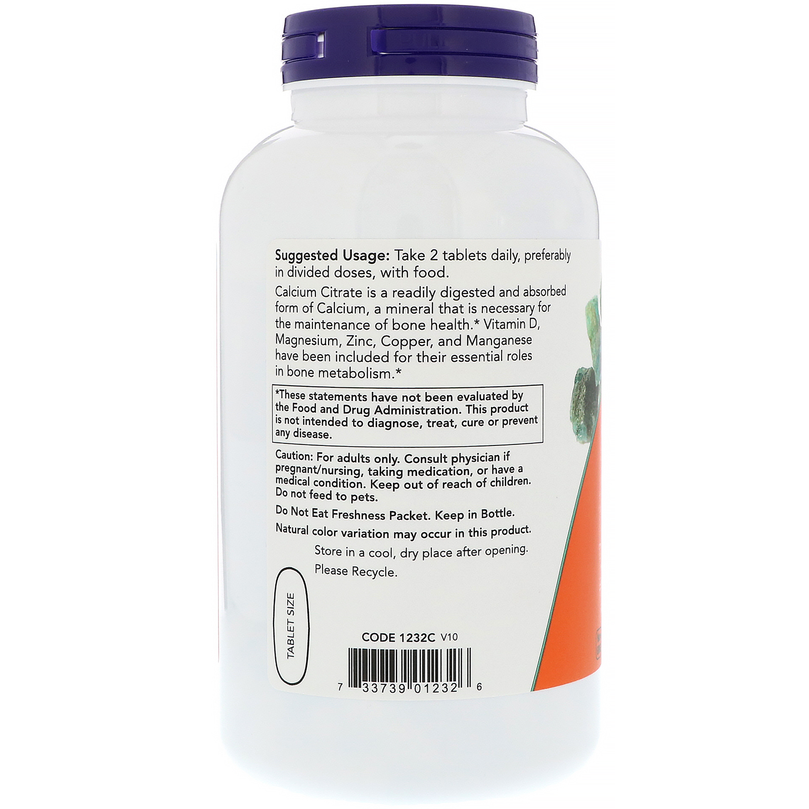 Comprar Now Foods, Citrato de Cálcio, 250 Comprimidos - Imagem 3