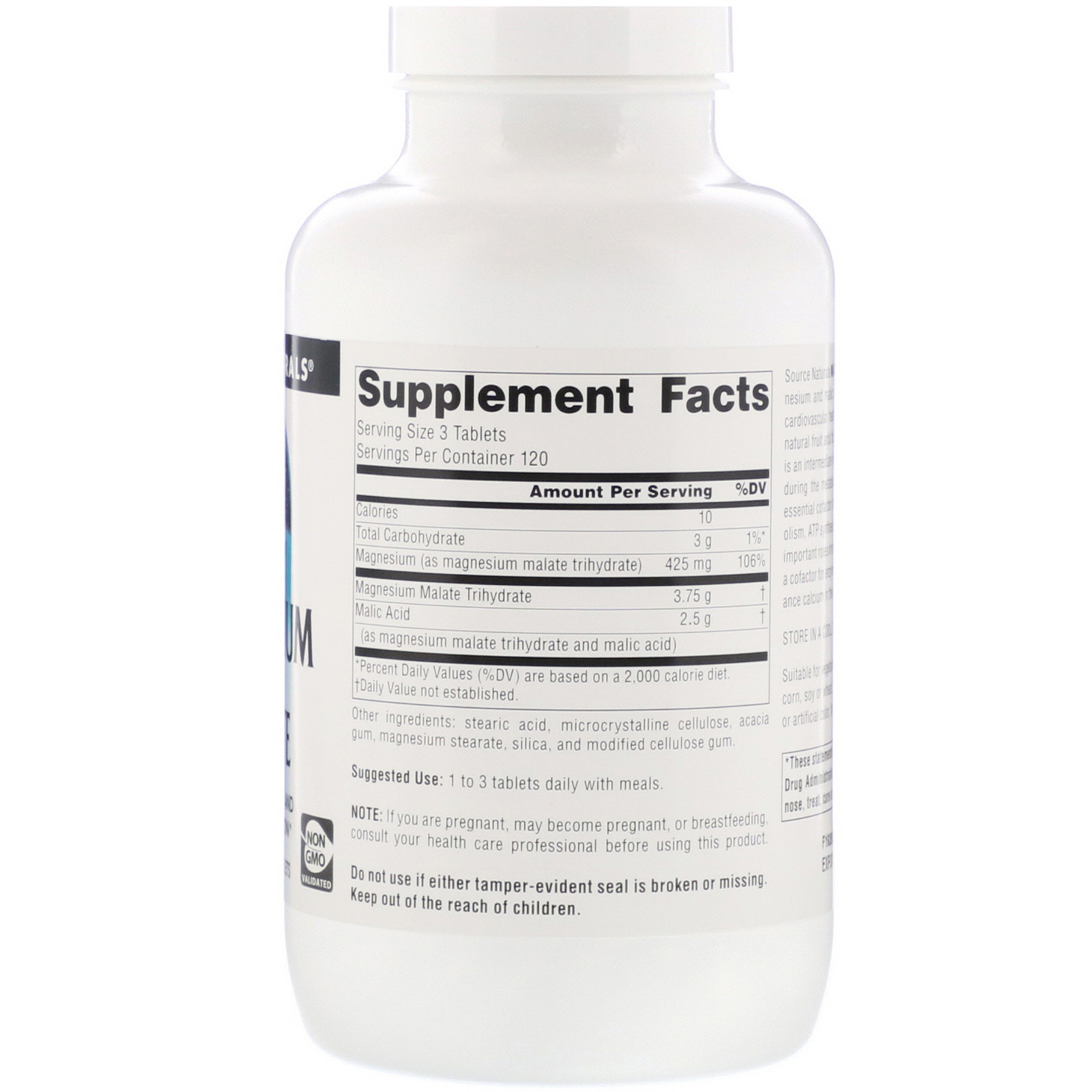 Comprar Source Naturals, Malato de Magnésio, 1.250 mg, 360 Comprimidos - Imagem 2